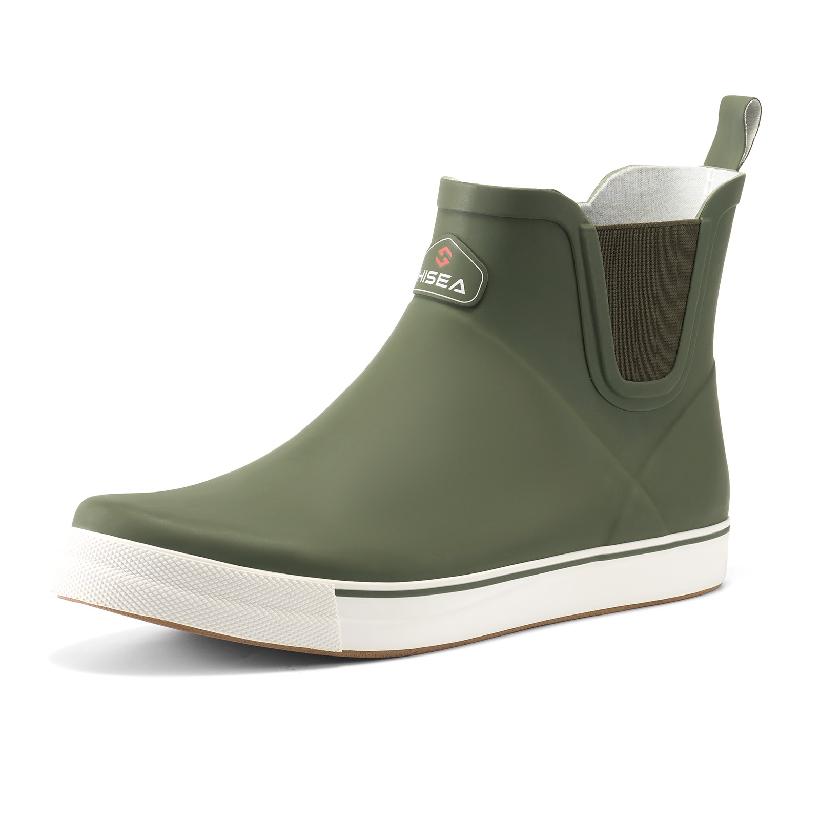 HISEA Men’s Deck Boots Ankle Rain Boots Waterproof Rubber Sailing Fishing Boots