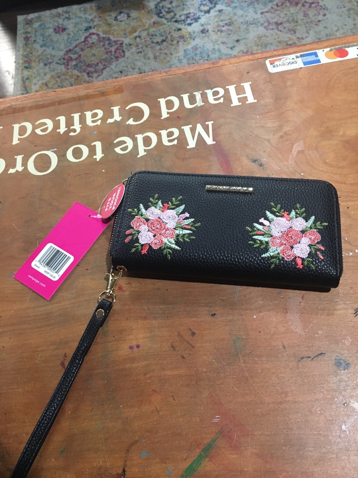 RAMPAGE PINK PASTEL FLOWERS WALLET 7.25 IN 3.75 IN NEW WITH TAGS MSRP 38.00