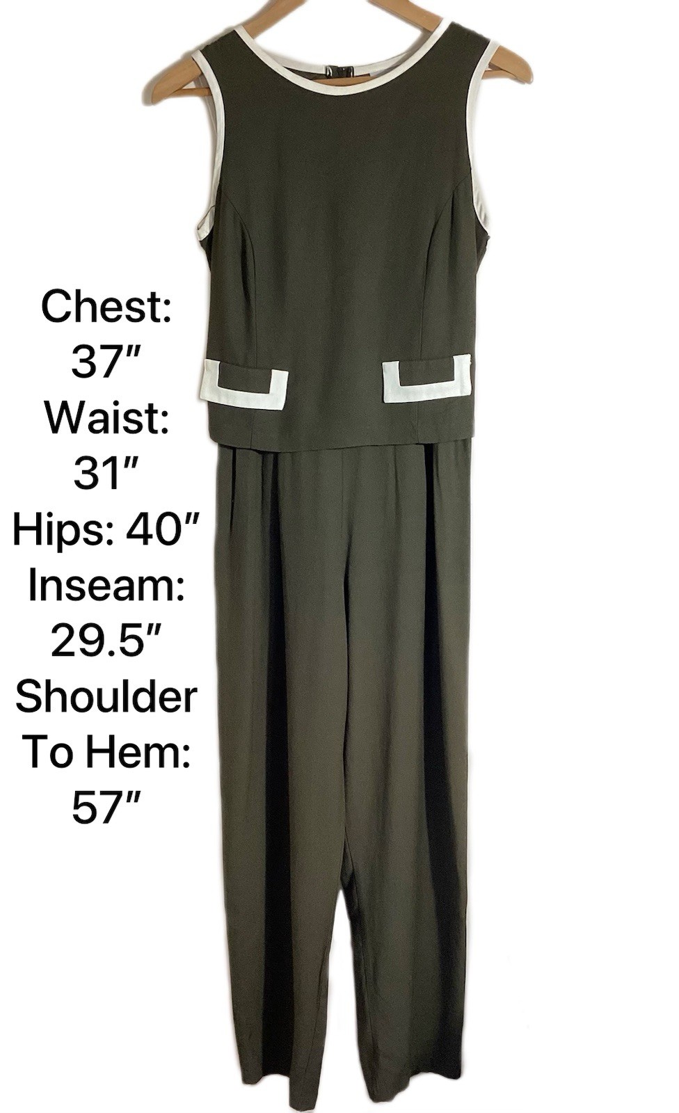 Vtg Classic One Piece Jumpsuit 7/8 Mod Retro Chic Old Money Tie Back Waist