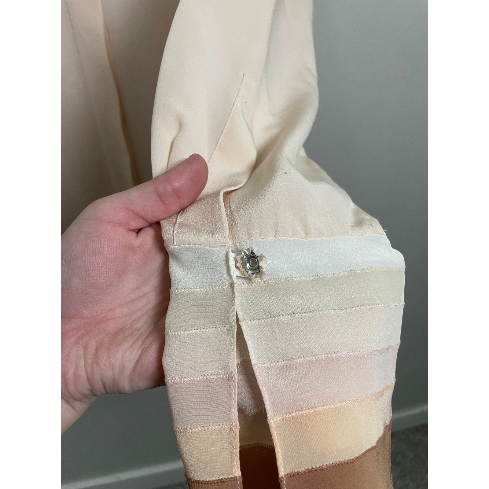 Chloé Pale Pink Silk Button Down Blouse Size 44 Feminine Quiet Luxury Designer