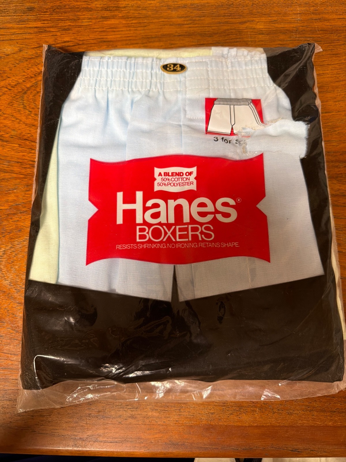 VTG 80s NOS Hanes Men’s Boxer Shorts Size 34 Blue Yellow Green Underwear 3 Pack