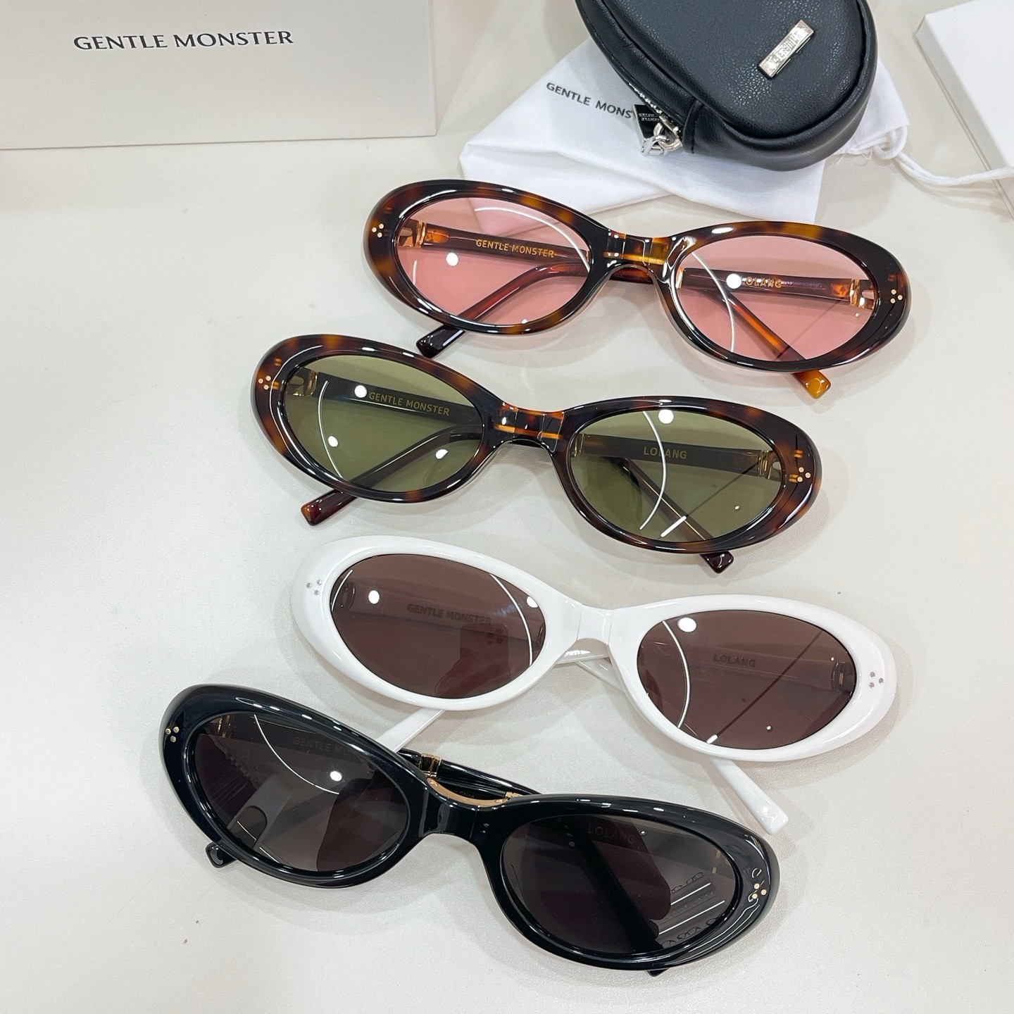 GENTLE MONSTER LOLANG Havana Light Green 55口21-132 Sunglasses New w/ Case