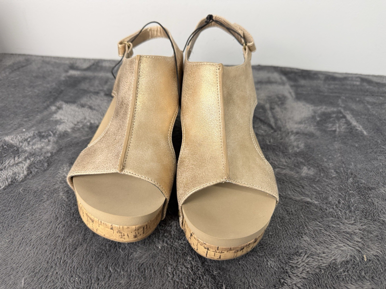 POP 9.5 M Metallic Gold Comfort Fit Wedge Sandals Slingback Shoes Women