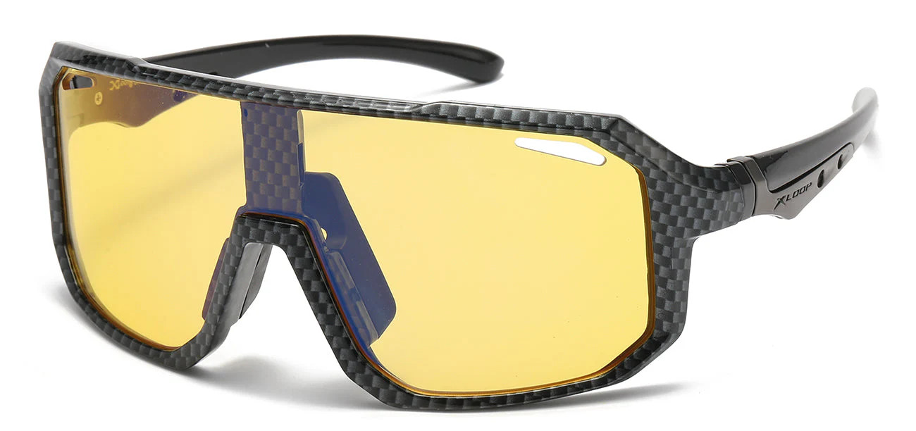 XLoop HD+ Sports | One Piece Shield | Carbon Fiber & Black Frames + Case /Cloth