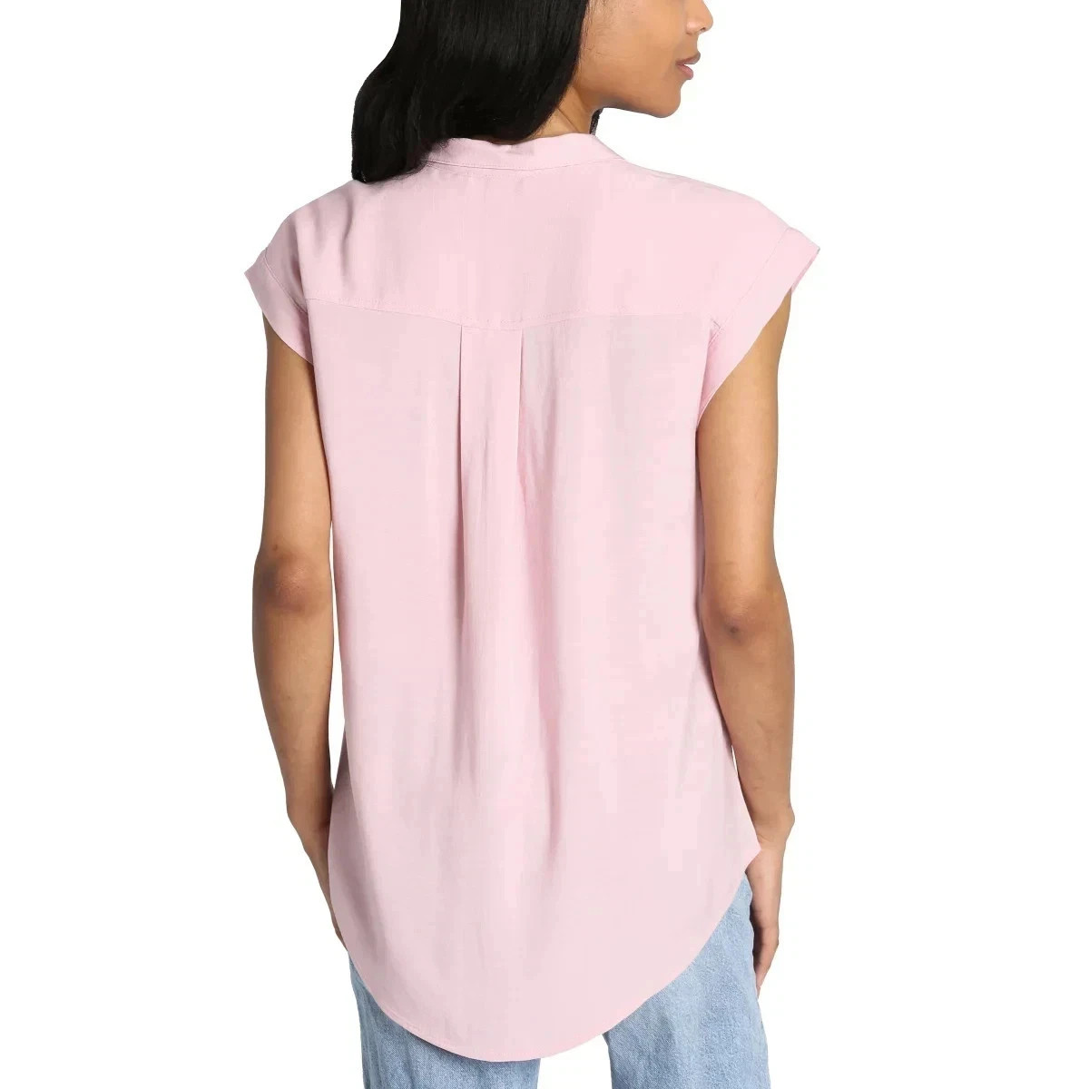 Jachs Girlfriend Women’s Button Front Cap Sleeve Blouse, Pink, Size L