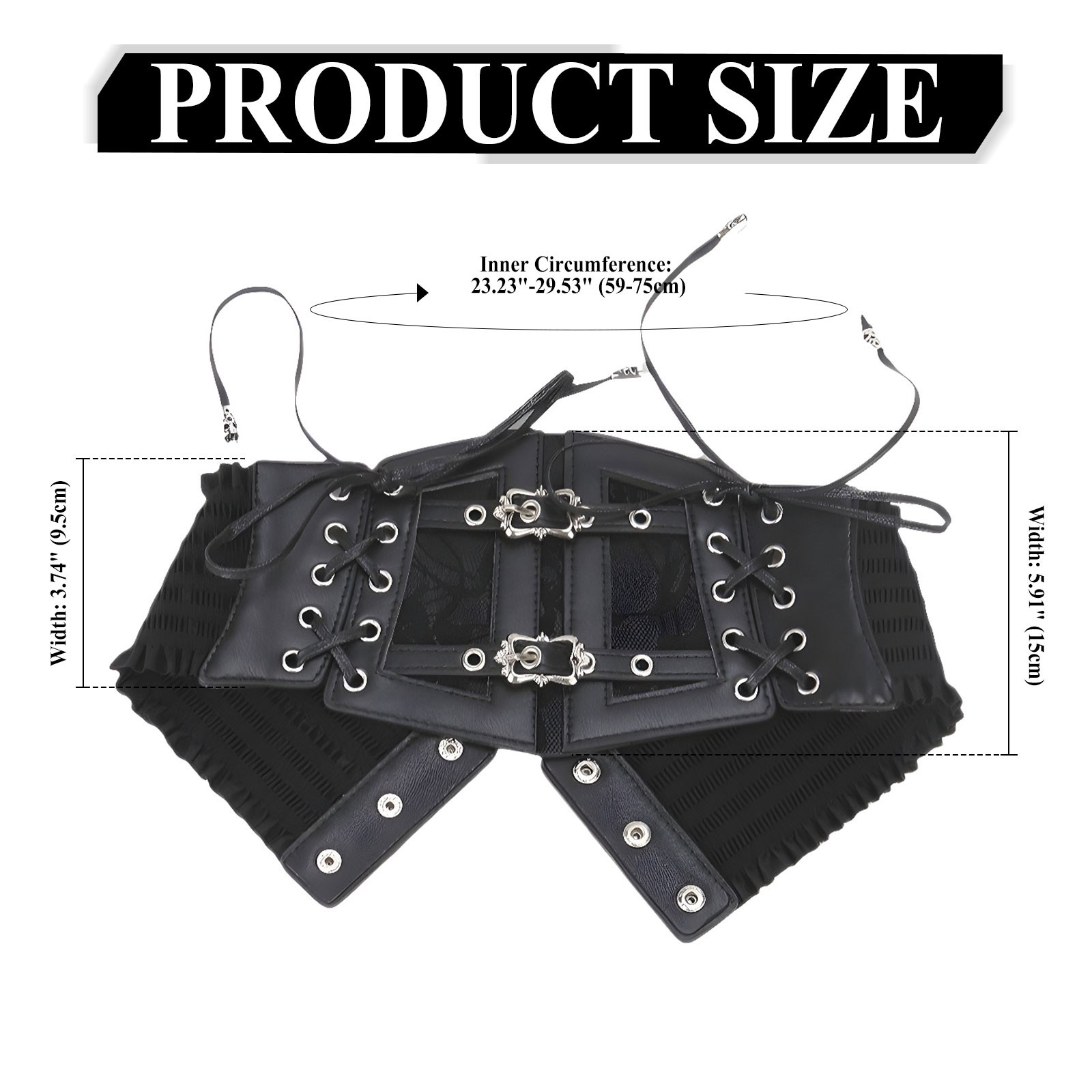 Women Corset Belt Wide Stretchy Waspie Elastic Lace-Up Underbust Waist Belt