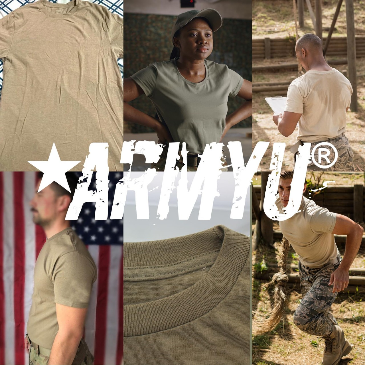 AR 670-1 Army Compliant Coyote Brown Mens Military T-Shirt MultiCam OCP 6-Pack
