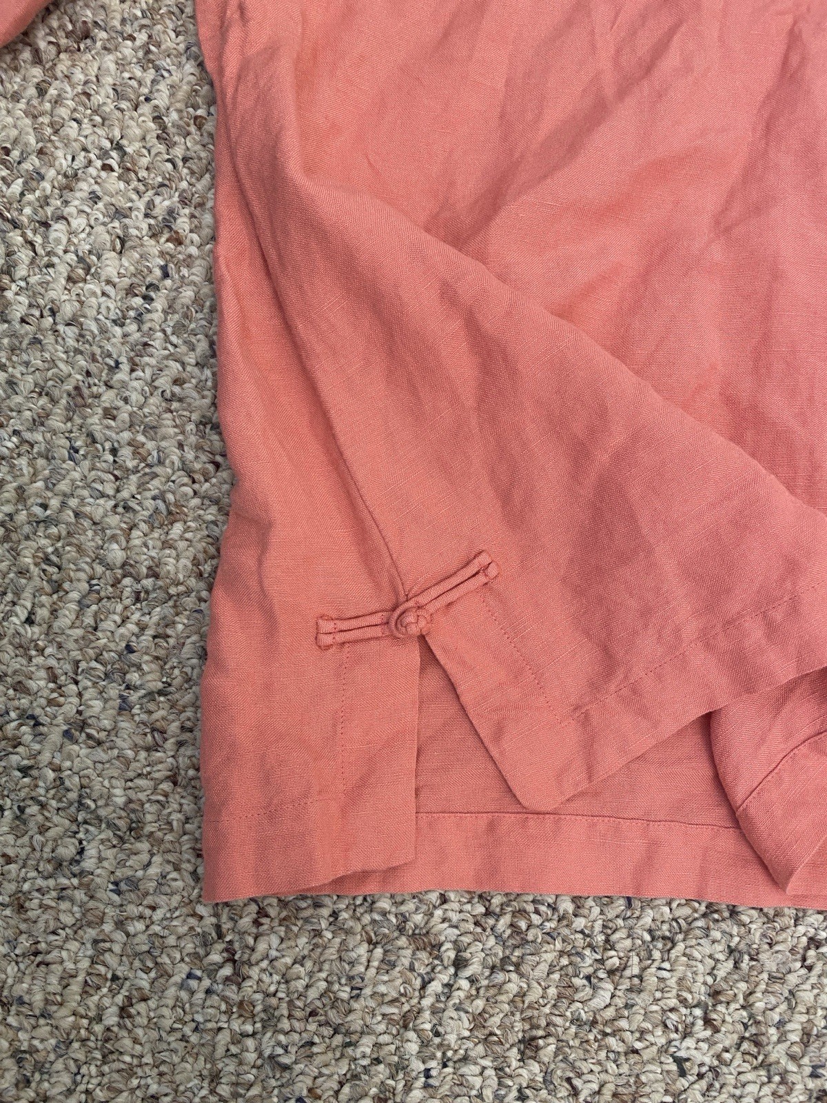 Preswick & Moore Pink Embroidered Linen Rayon Collared 3/4 Sleeve Blouse 1X