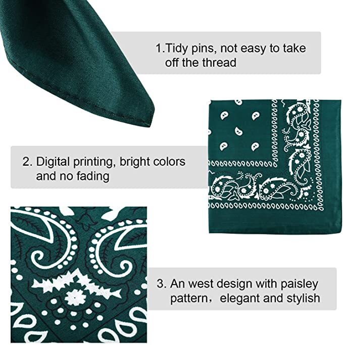 Bandana 100 Cotton Paisley Print Double-Sided Scarf Head Neck Face Mask 22″X22″