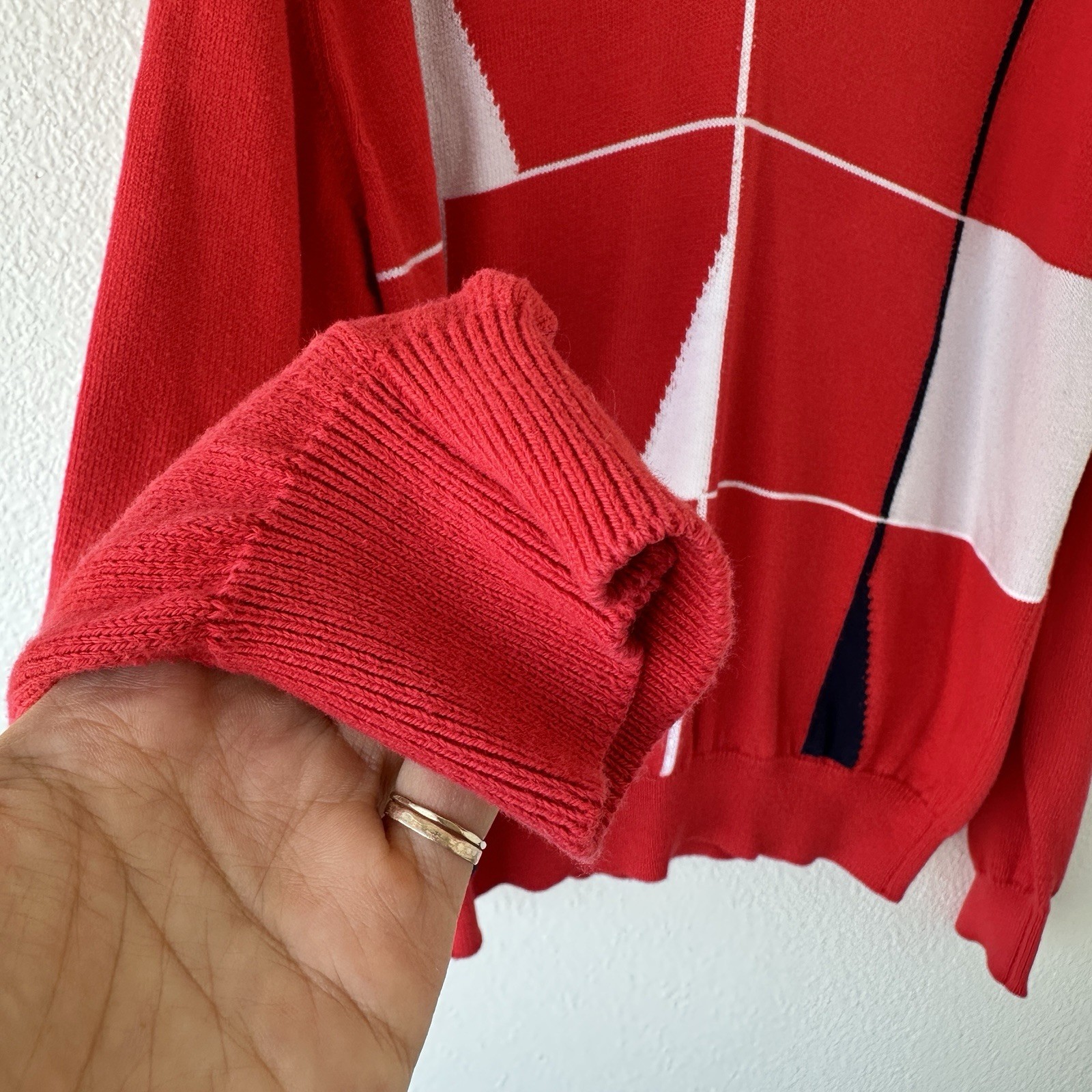 Vintage Titleist Golf Sweater Men’s L Made In Scotland 100% Cotton Red 80s 90s