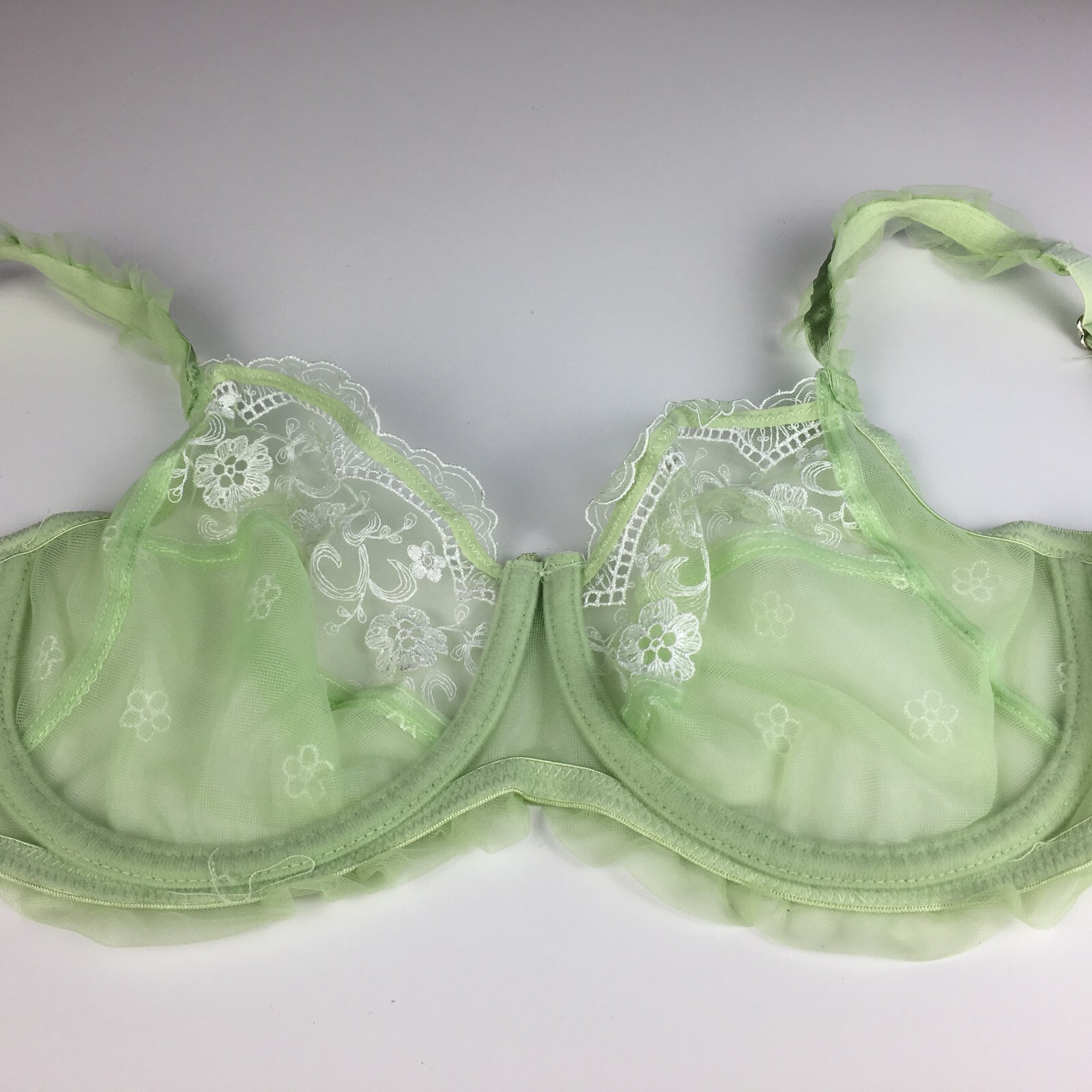 ALEGRO Sheer with Lace Underwire Sexy Lingerie Bra – Lime 9003 – NWT 30-40
