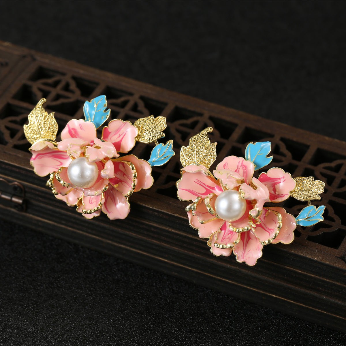 Peony Flower Pearl Hair Clip Handmade Retro Chinese Style Hair Accessories1 Pair
