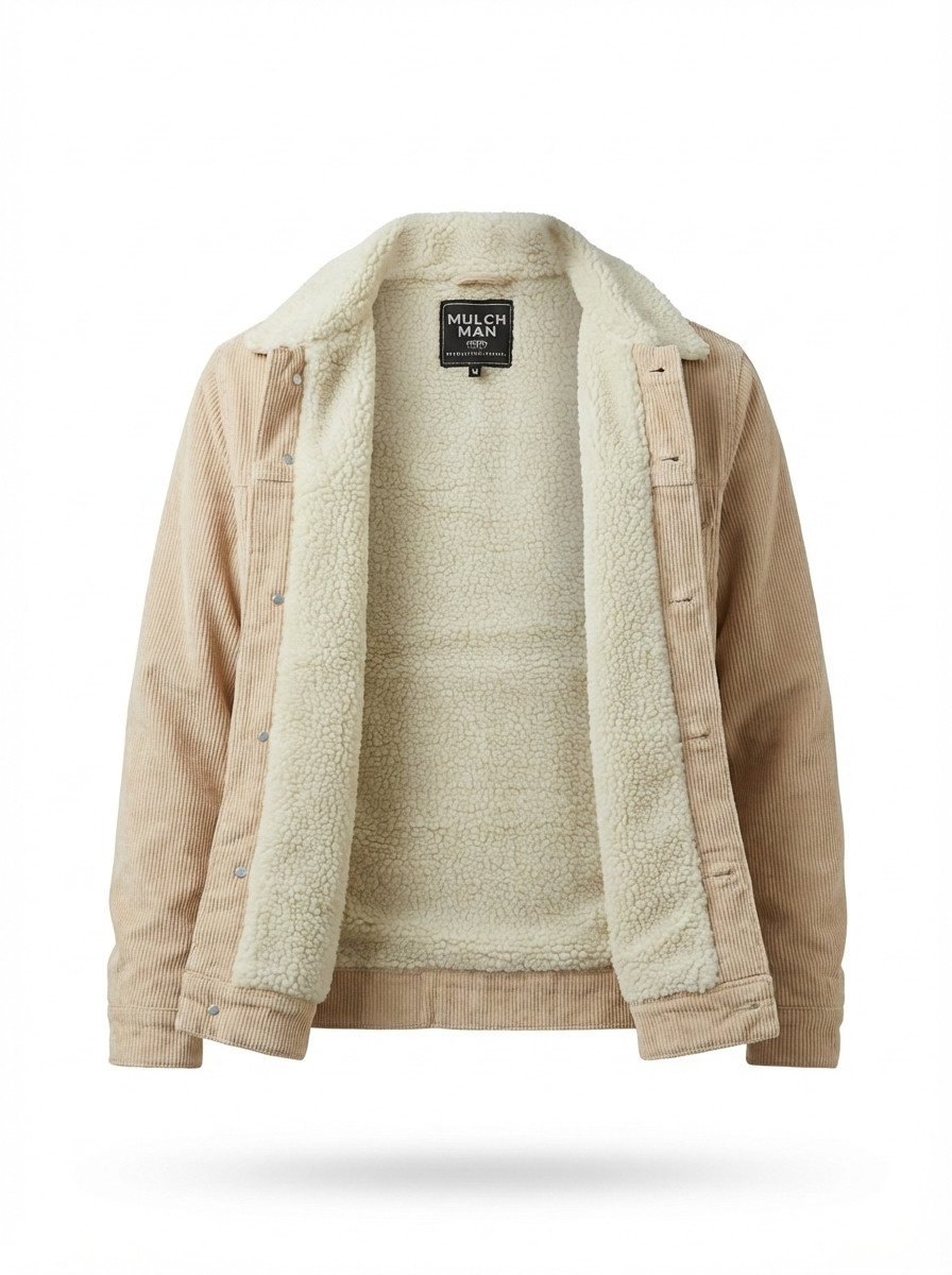 Men’s Sherpa Lined Corduroy Jacket – Winter Fleece Trucker Windproof Warm Coat