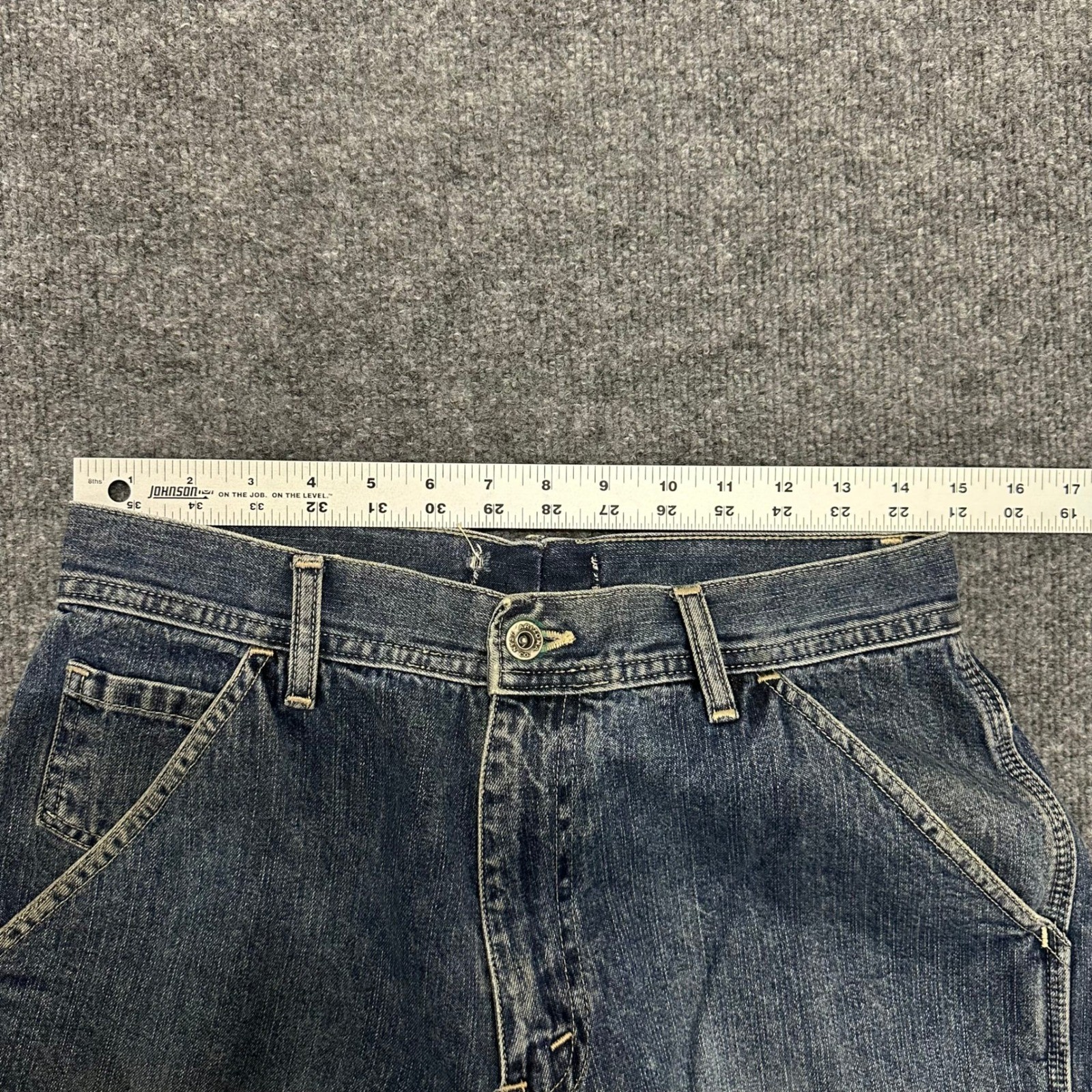 Arizona Carpenter Jeans Mens Size 28×32 Blue Loose Fit Wide Leg Denim Workwear