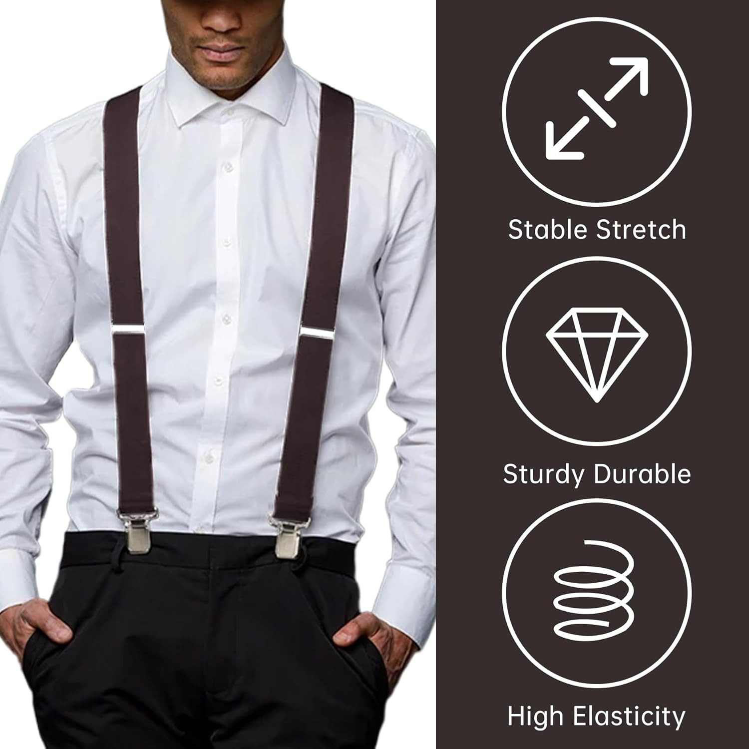 CADONO Men’S 2 Inch Heavy Duty Suspenders，Adjustable X-Back with Strong Clips fo