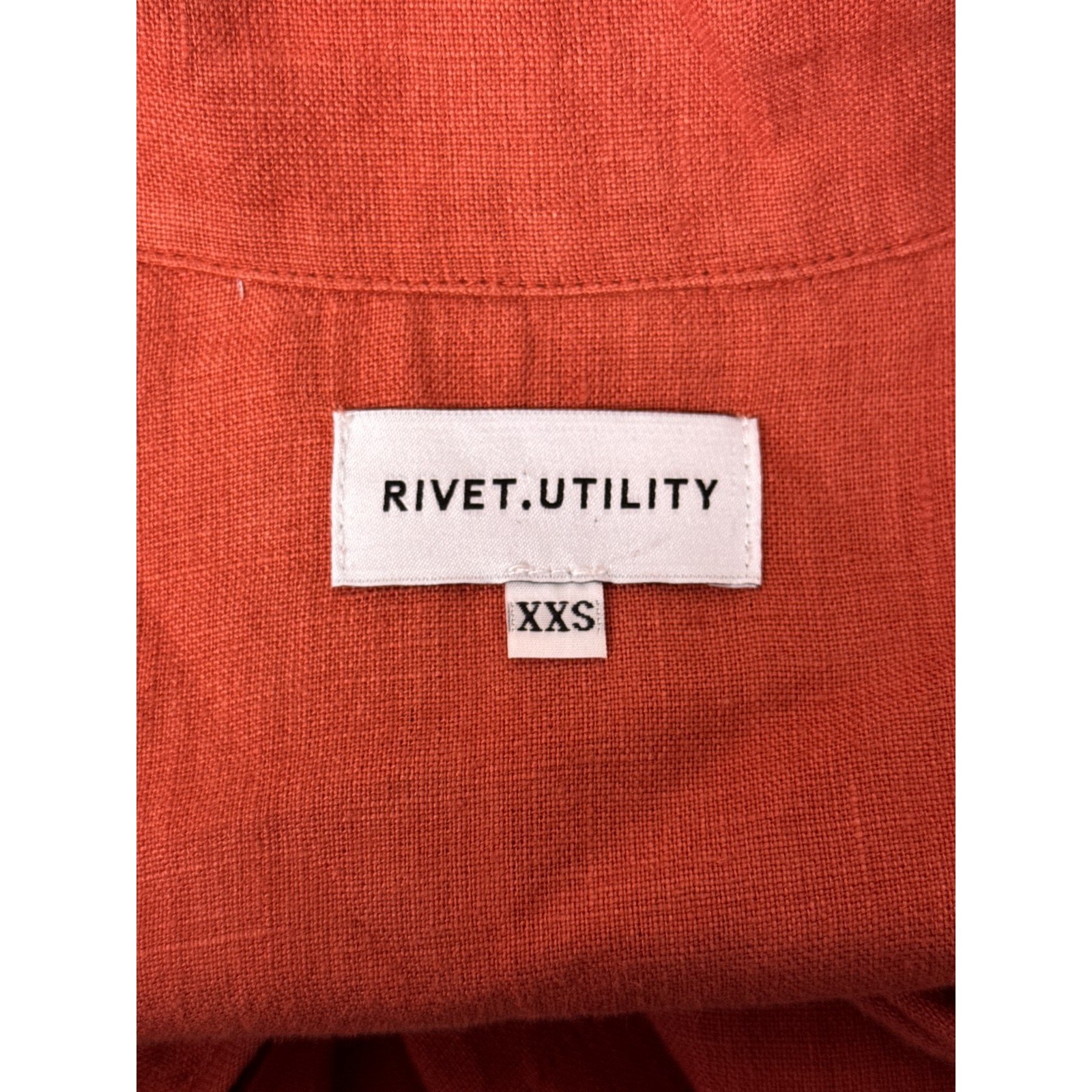 Rivet Utility Romper XXS Womens Burnt Orange Linen Zip Collared Jumpsuit