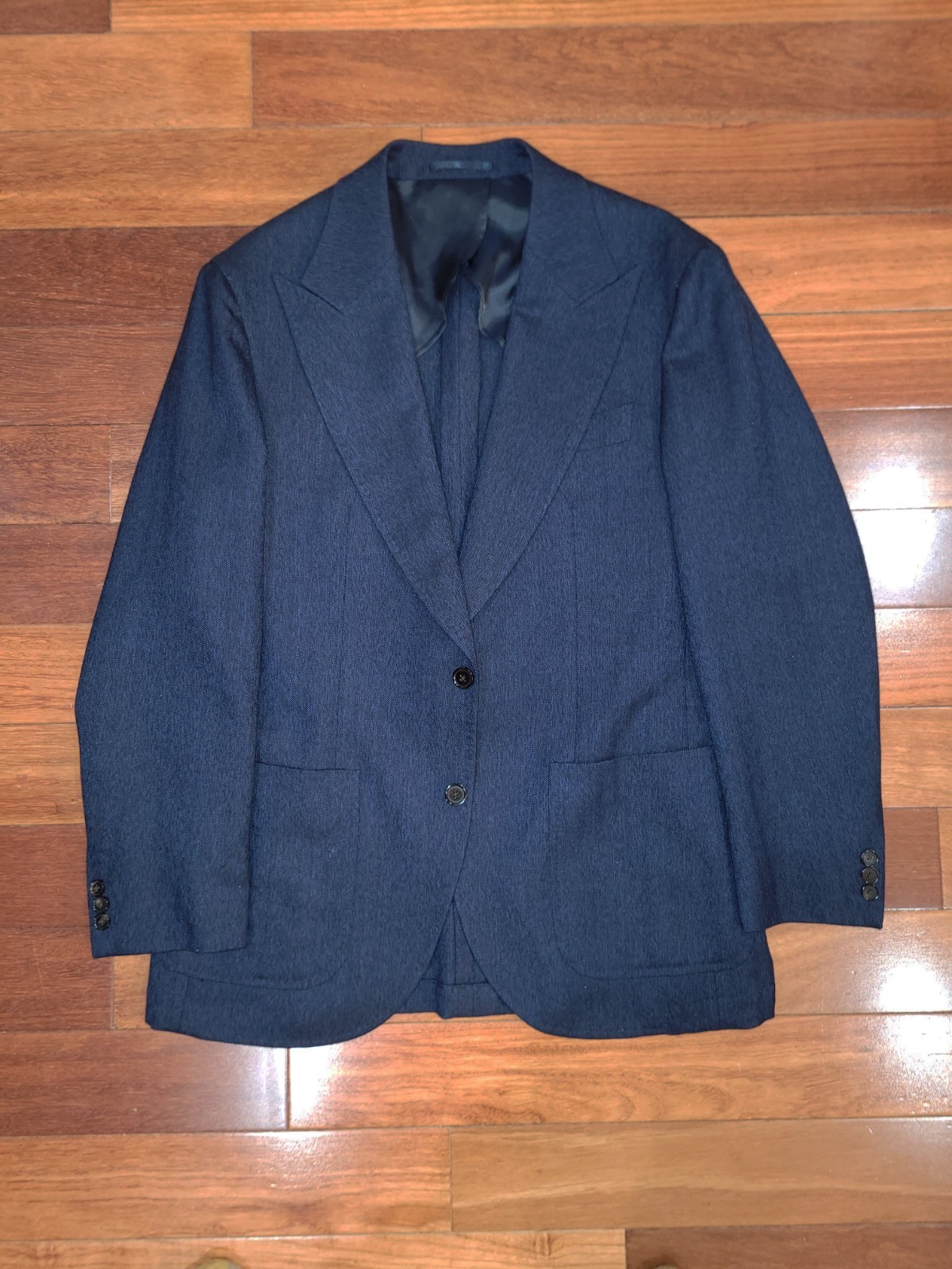 Spier Mackay Navy/Blue Wool Patch Pocket Peak Lapel Blazer 42R Slim