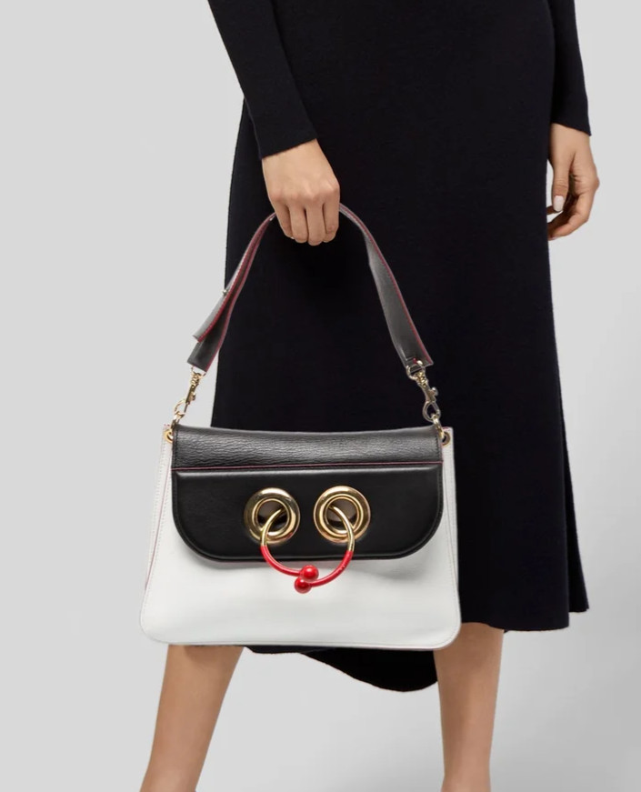 JW Anderson Medium Pierce Bag – Tri-Color Black, White & Red Leather Bag