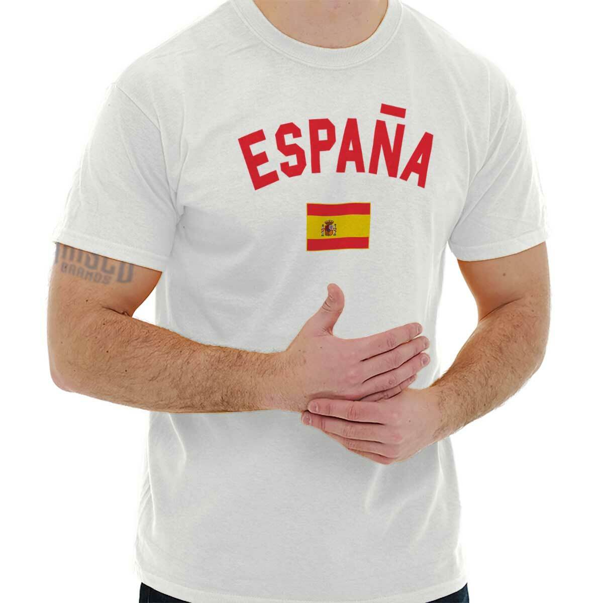 Espana Country Flag Nation Pride Spain Soccer Adult Short Sleeve Crewneck Tee