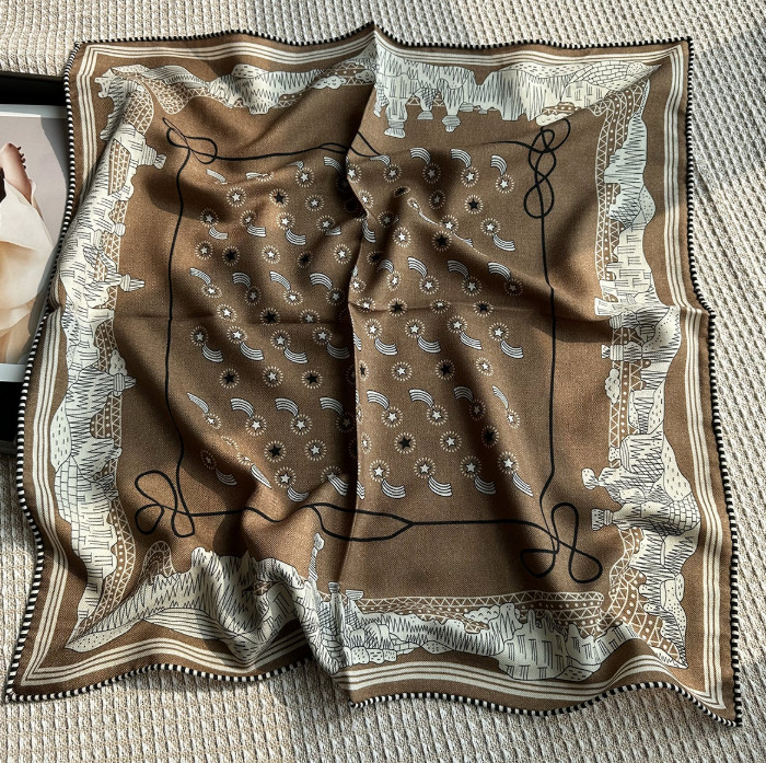 70% Cashmere 30% Silk Scarf Bandana 65X65cm Neckerchief Shawl cas2ew Print w2
