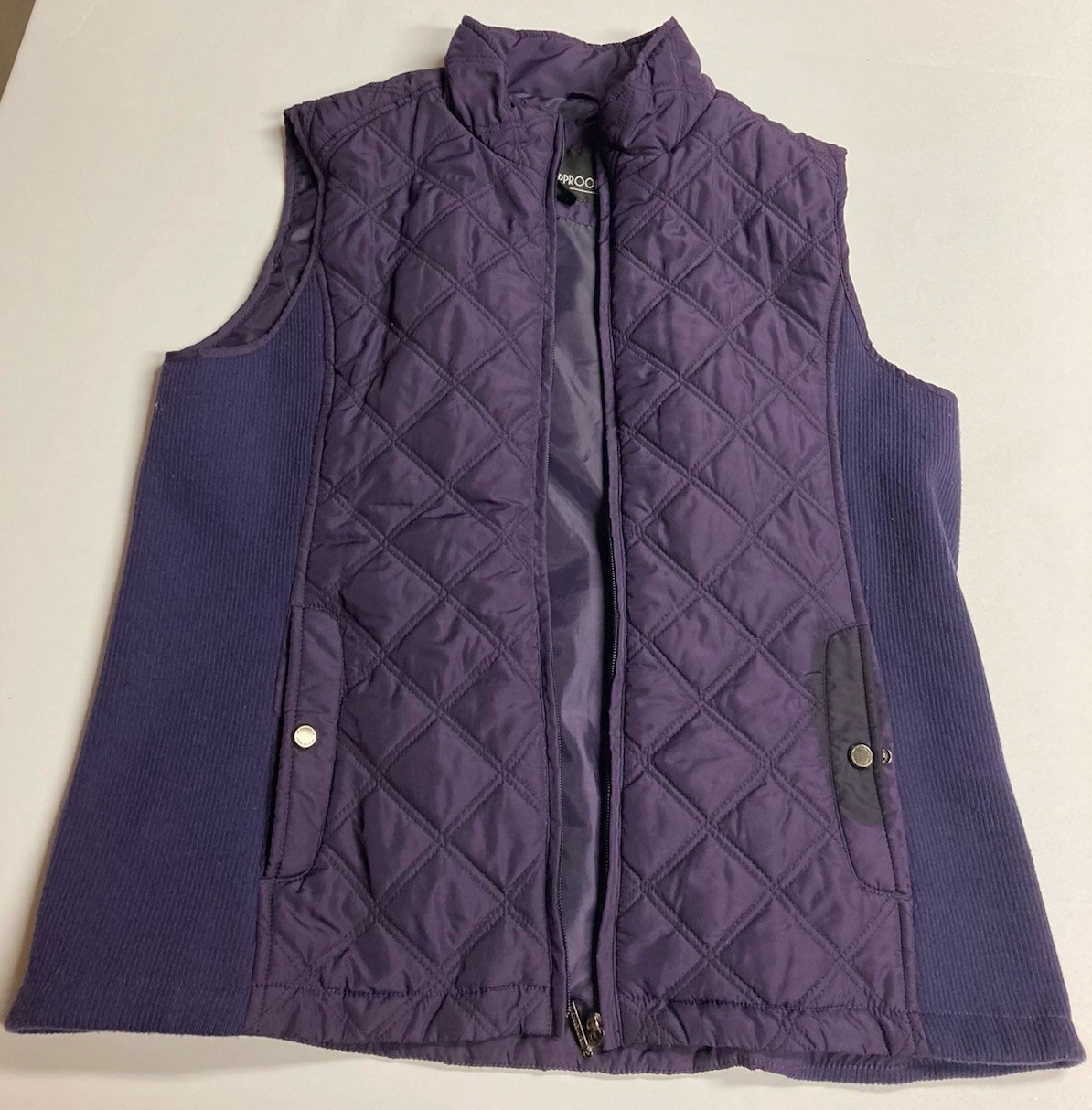 Weatherproof Women’s Purple Quilted Zip Front Vest XL/XG Lined Pockets
