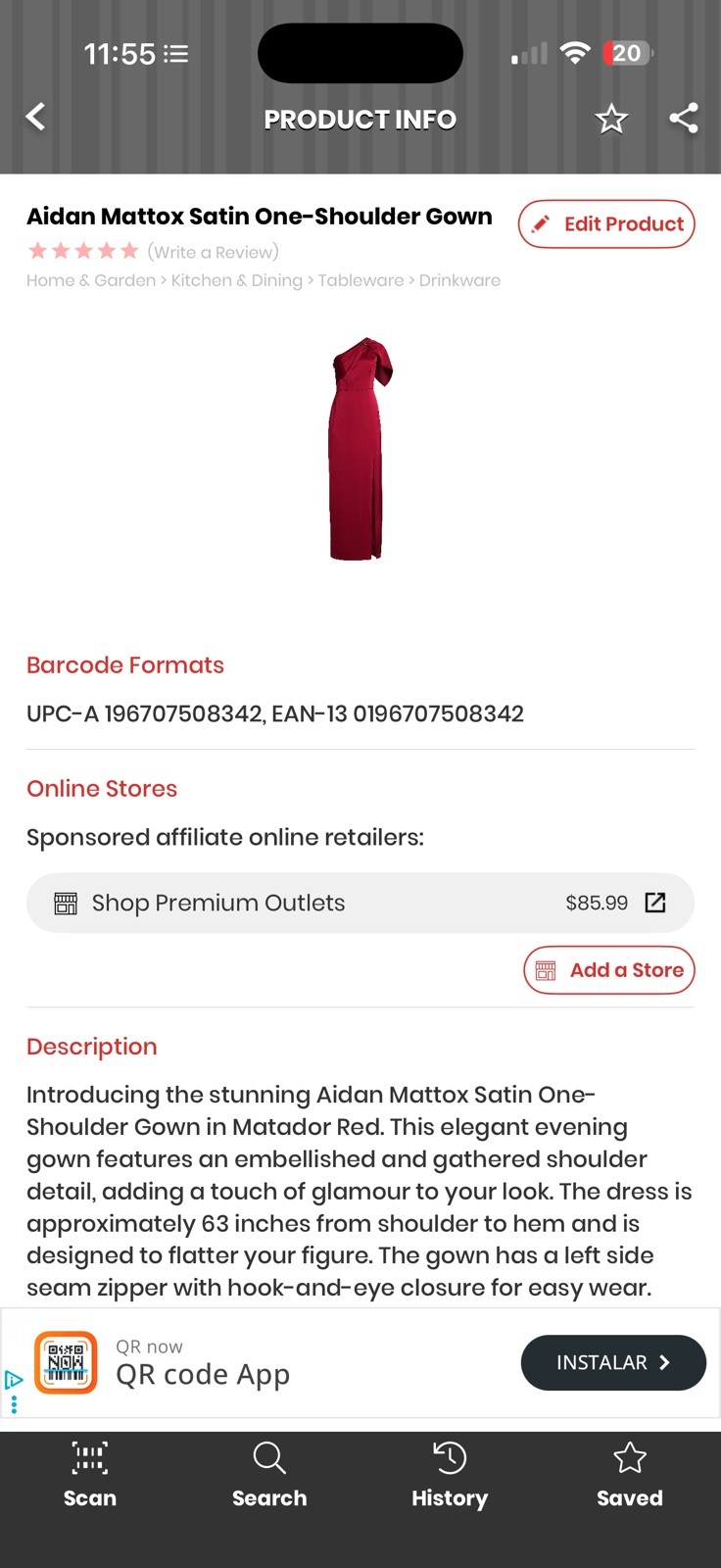 Aidan Mattox by Adrianna Papell Matador Red Satin One Shoulder Gown Size 10 $350