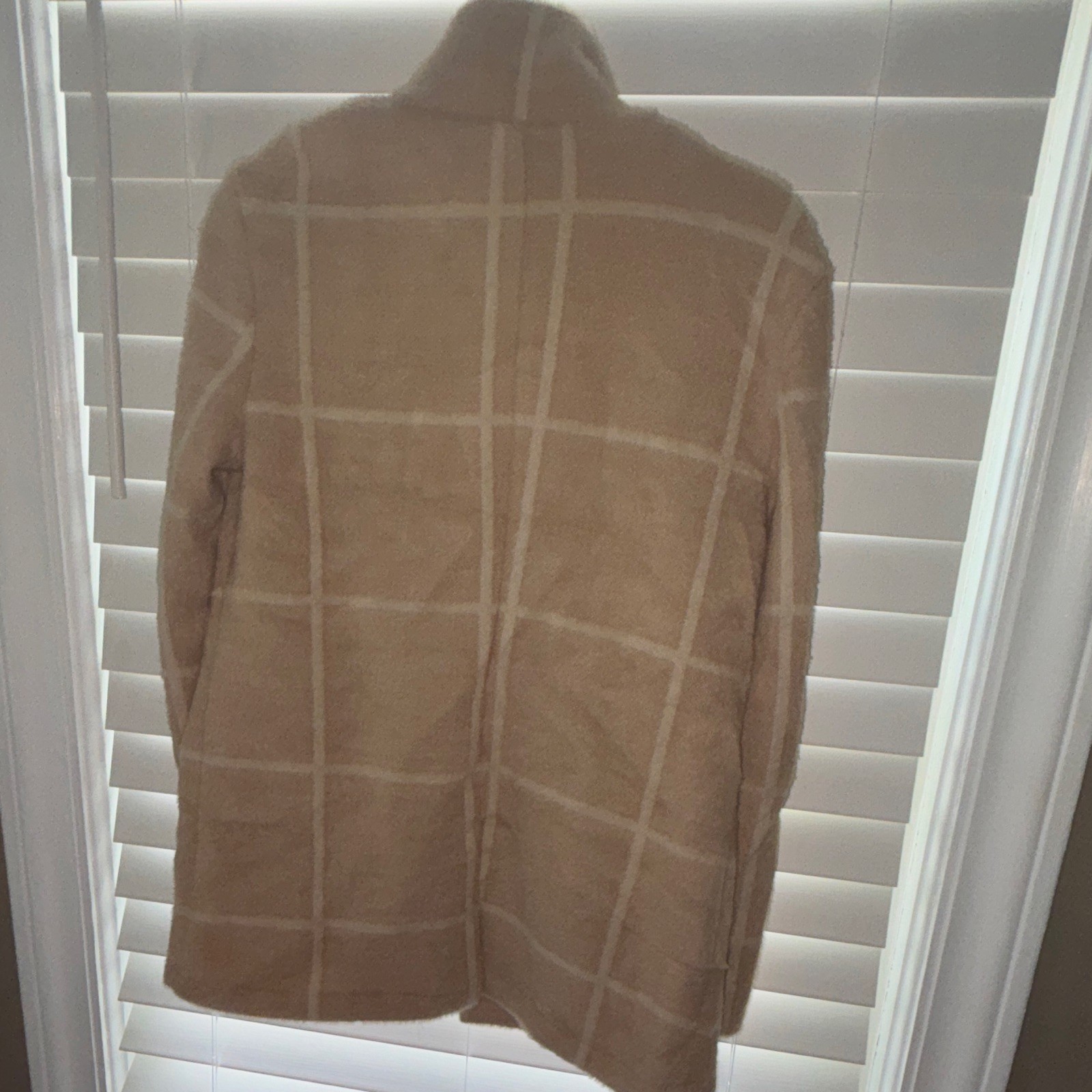 Z SUPPLY Plaid Button Jacket Beige White XS Mid-Length Long Sleeve Pockets