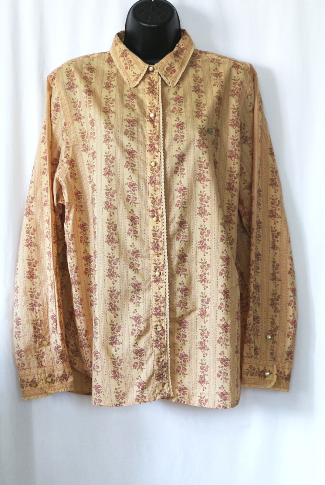 LAUREN RALPH LAUREN Tan Prairie Floral Blse 48 In Chst 28 In Lng Sz XL EXC
