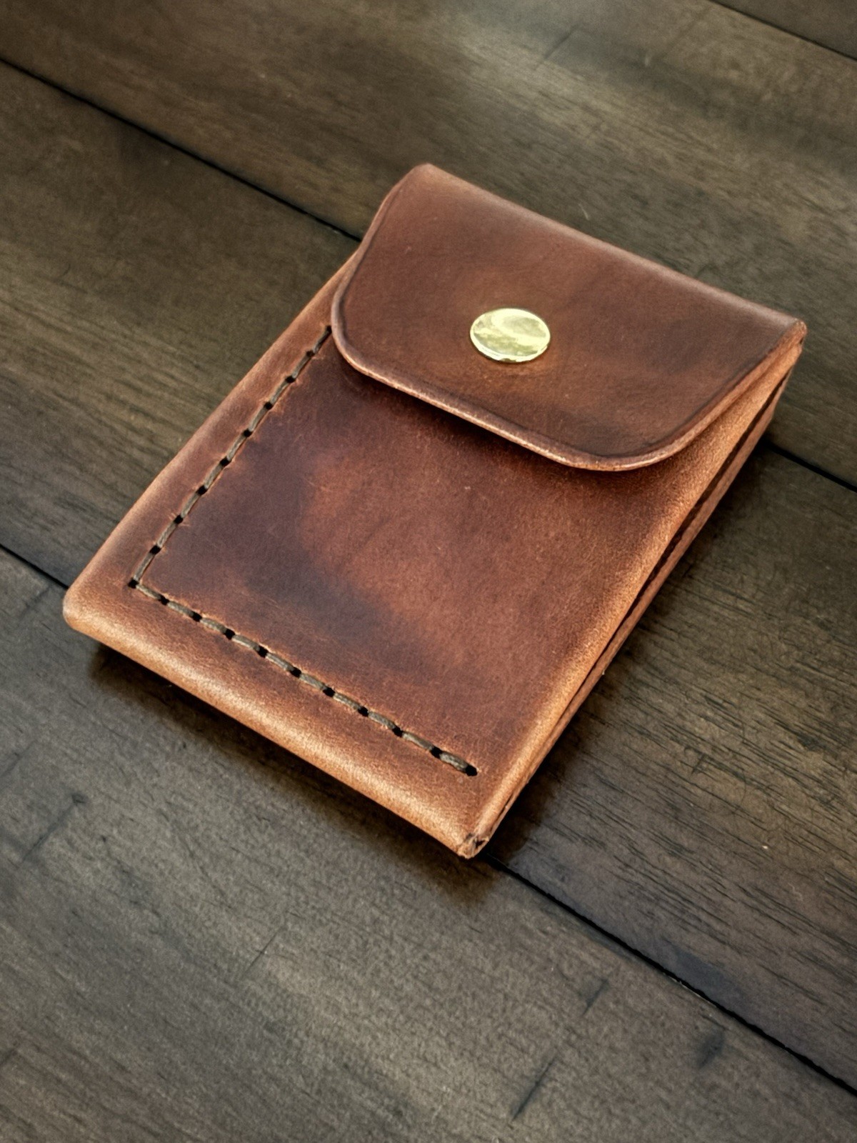 Handmade Leather Vertical Pocket Bifold Wallet – Slim & Durable