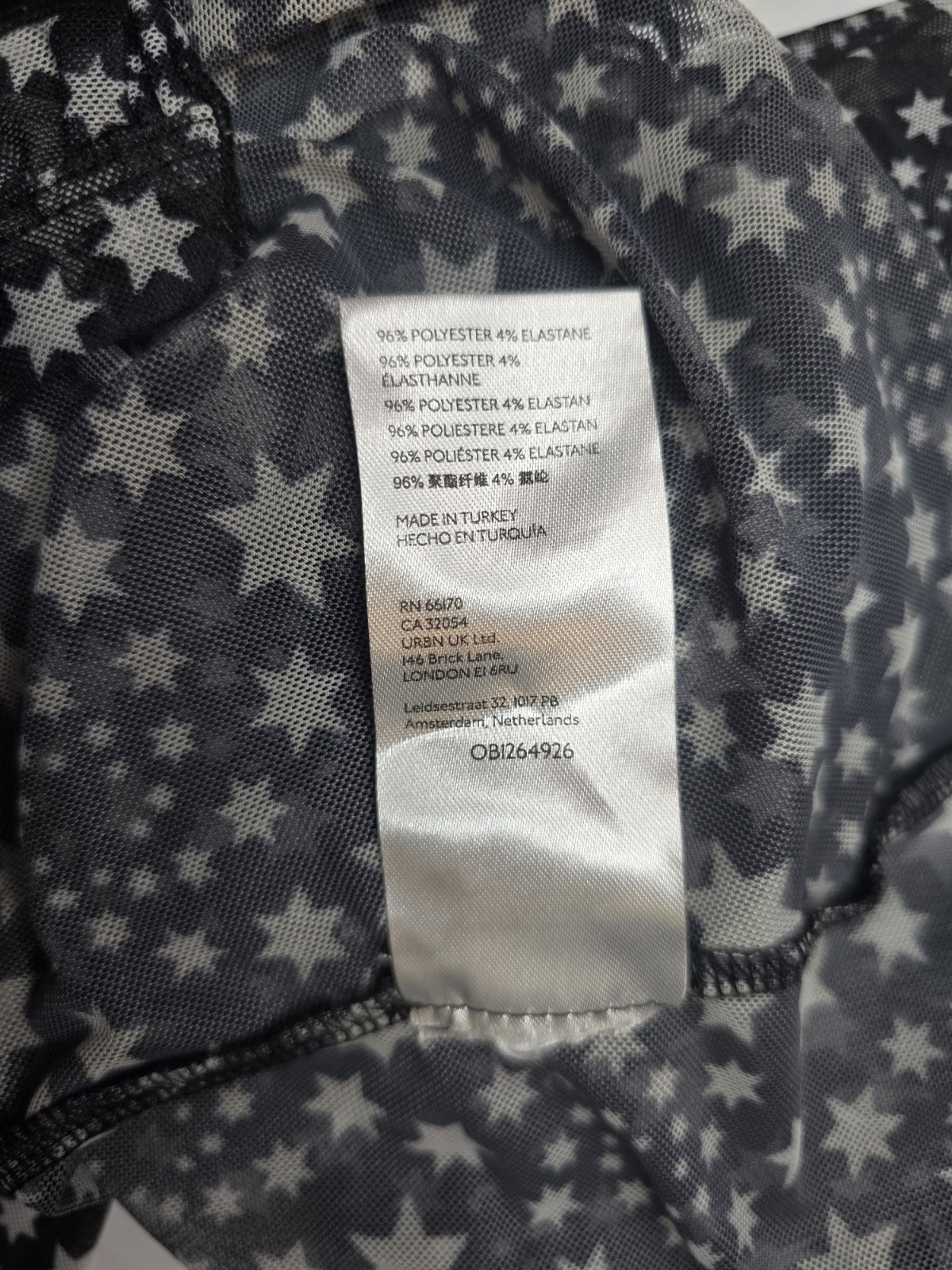 FREE PEOPLE Sheer mesh Black White Star Print Front Tie Marne Top Women’s Size S