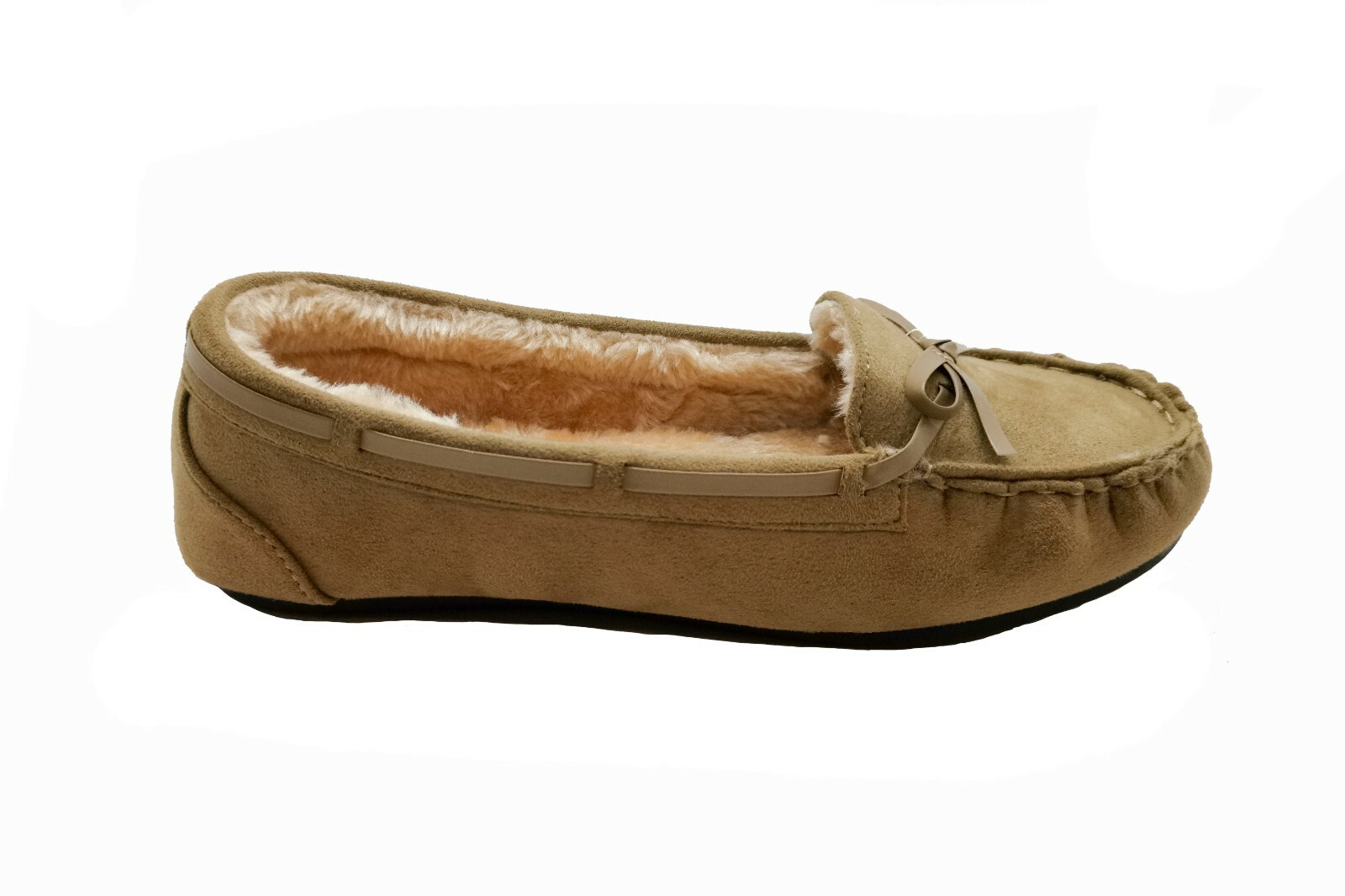 Moccasins Women Slip On Indoor Outdoor Shoe Slipper Fur Loafer #985