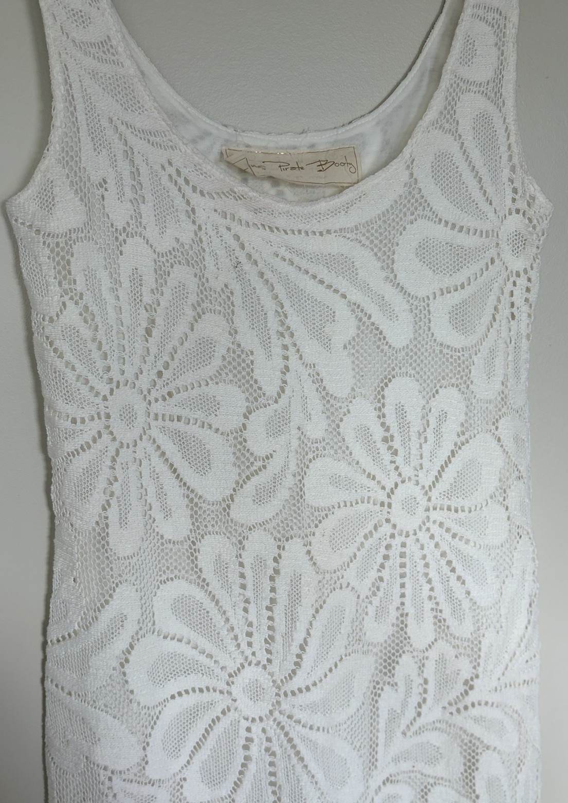 Jens Pirate Booty Wilde Sundress Midi Floral Crochet Lace Tank Dress White Sz S