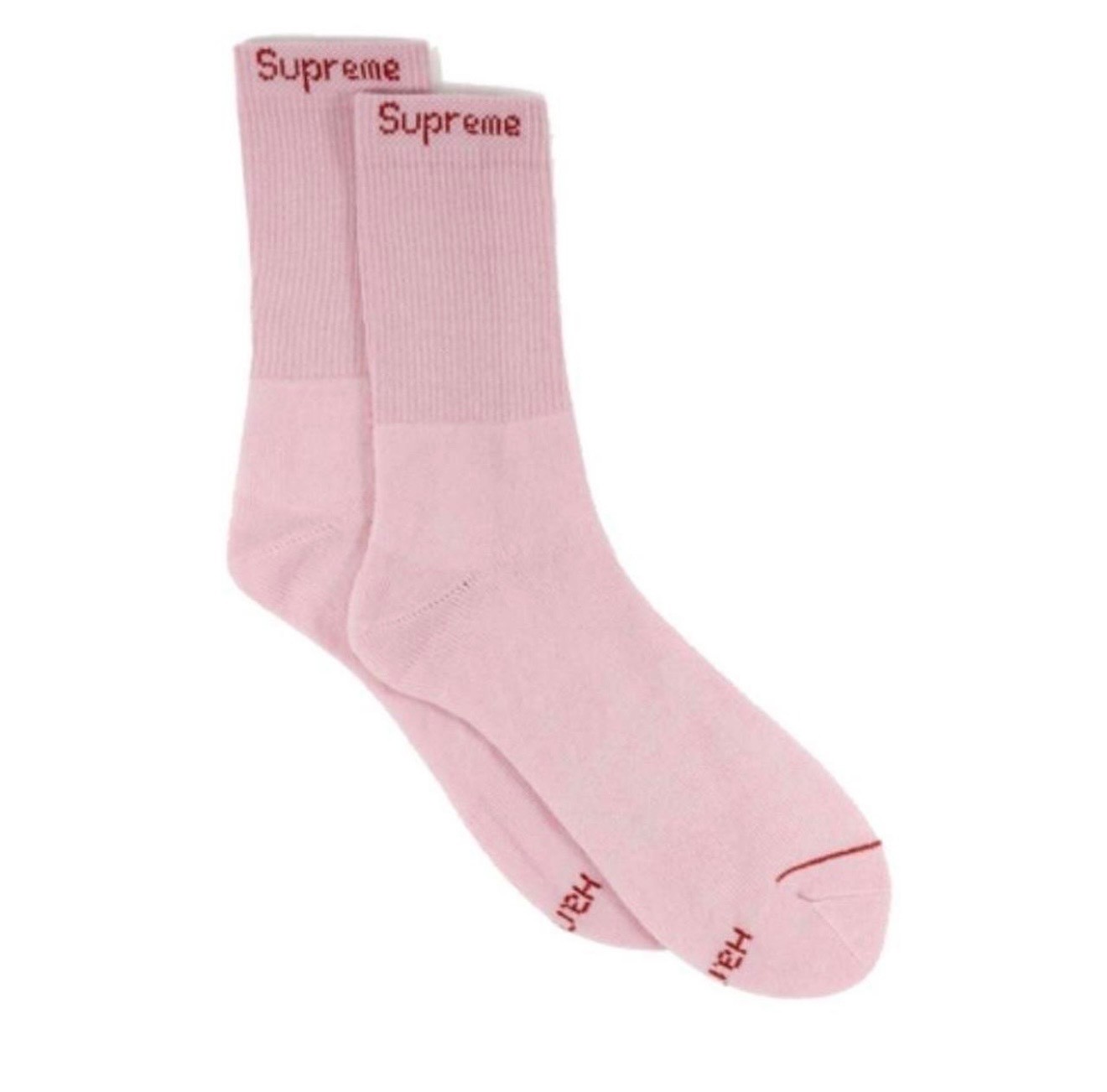 Supreme / Hanes Pink Crew Socks Authentic 4-Pack Size 6-12 Fast Free Shipping 🚚