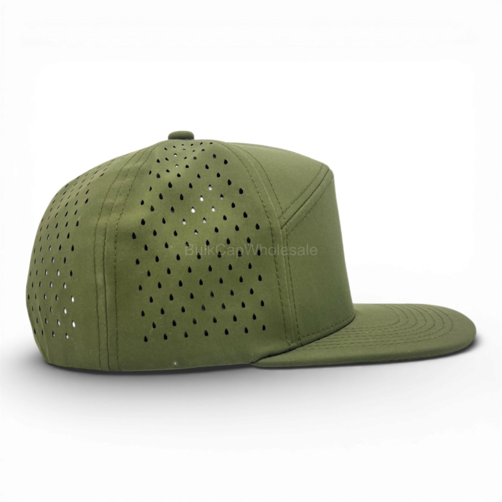 Men’s Snapback Hat Laser Vented 7 Panel Flat Brim Baseball Cap Adjustable