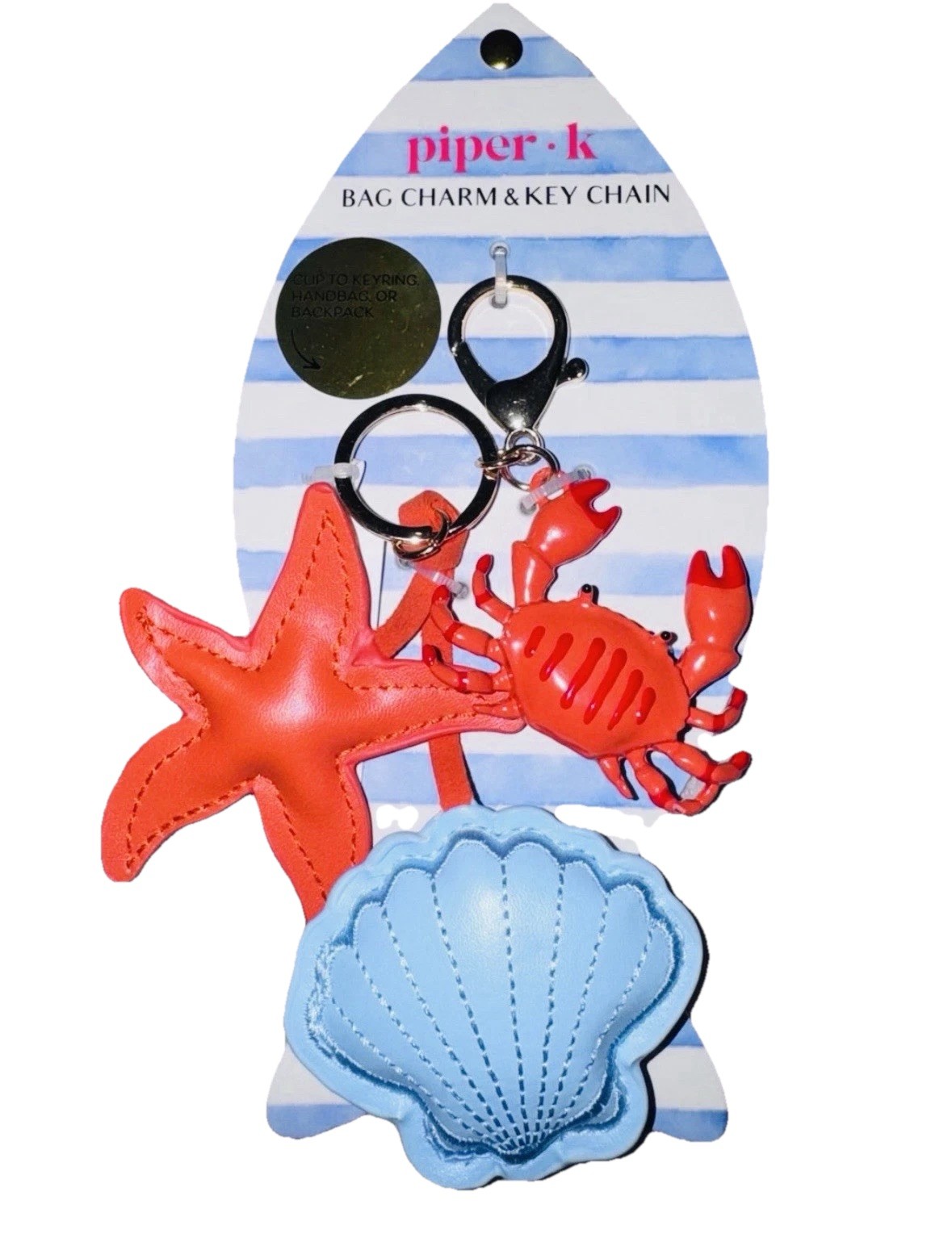 🐚🦀 Piper K Coastal Themed Bag Charm / Keychain