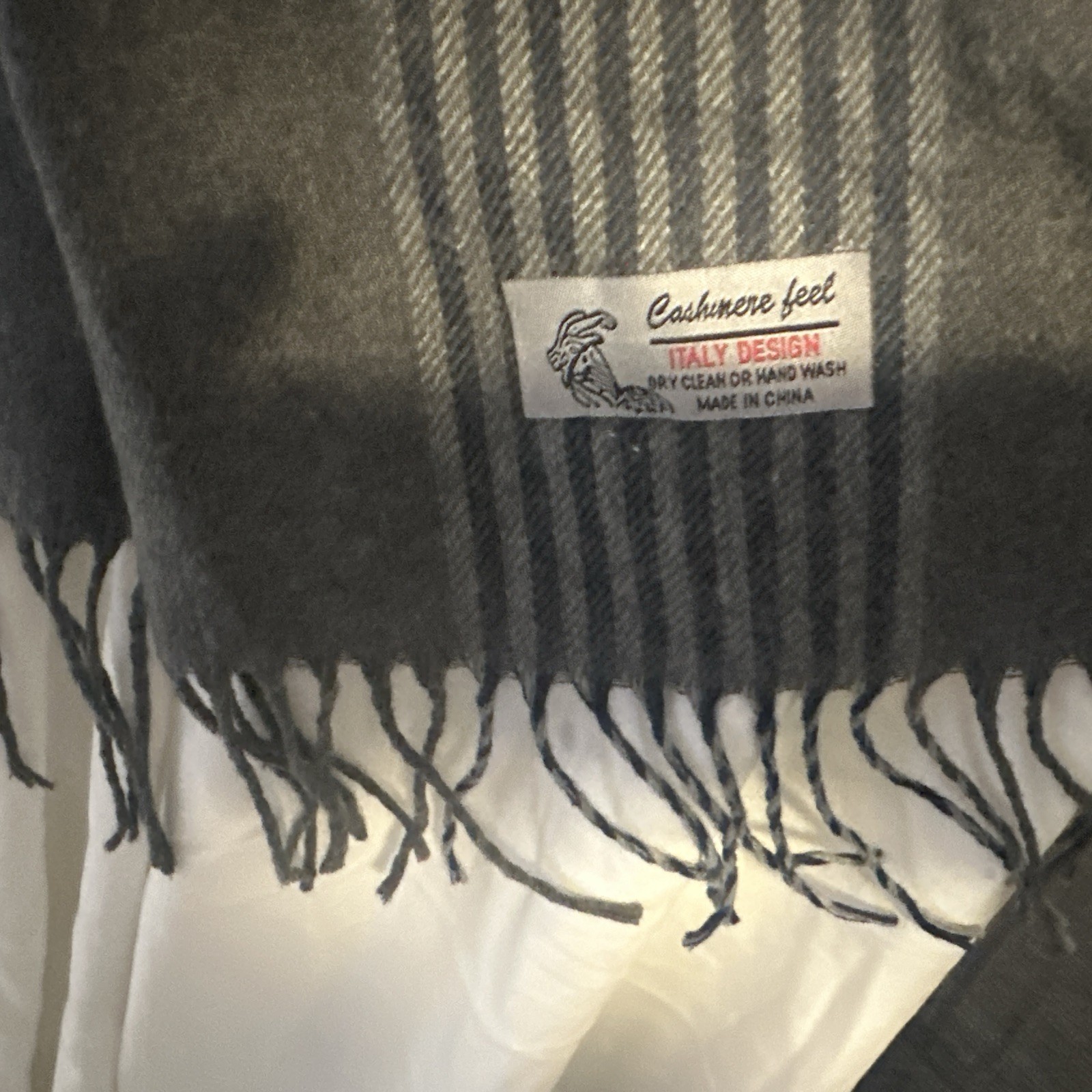 Kashmir Fuel, Italy, Design, Grey And Black Scarf