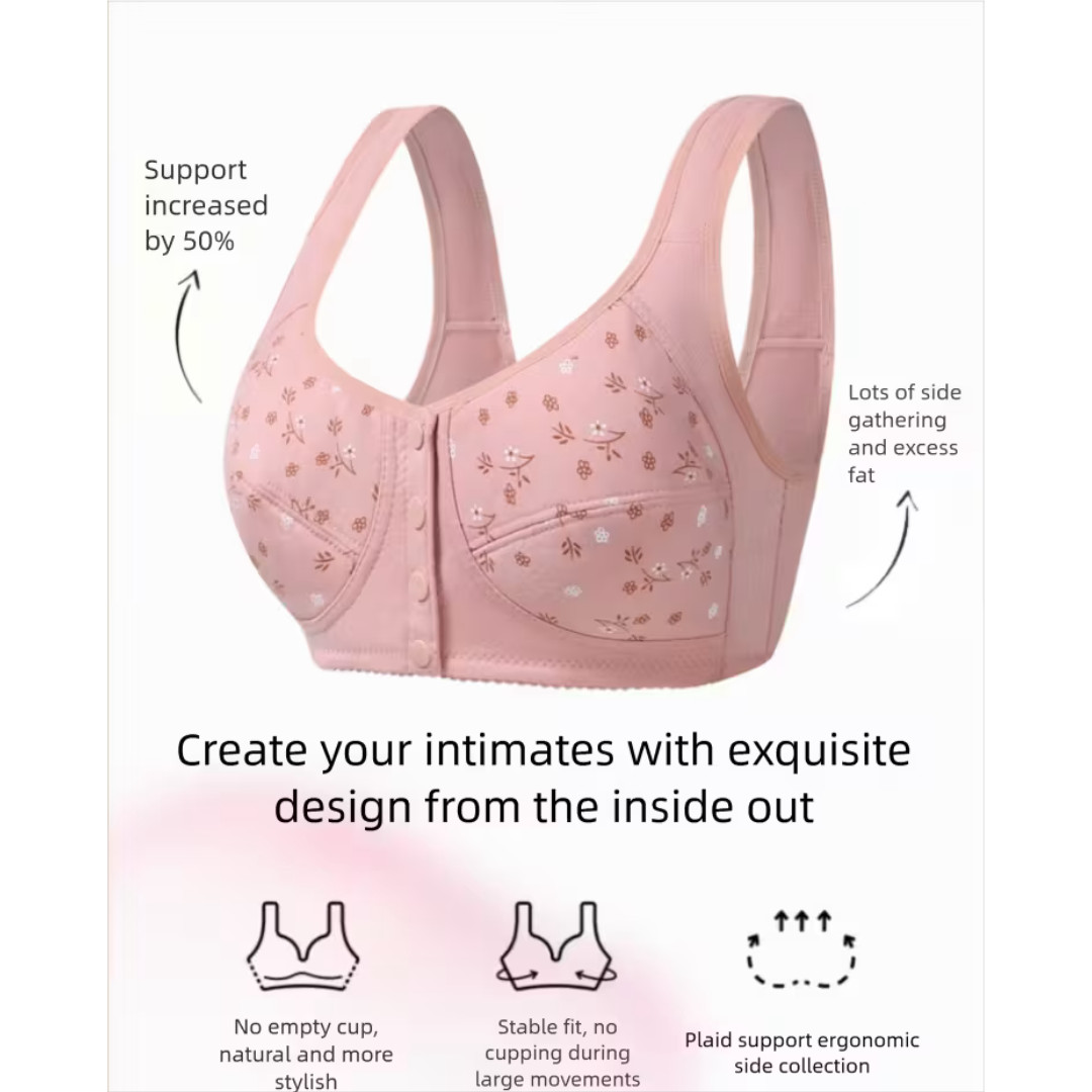 7 Pcs Daisy Bras Older Women Wireless Snap Closing Bra Comfort Senior Bra US