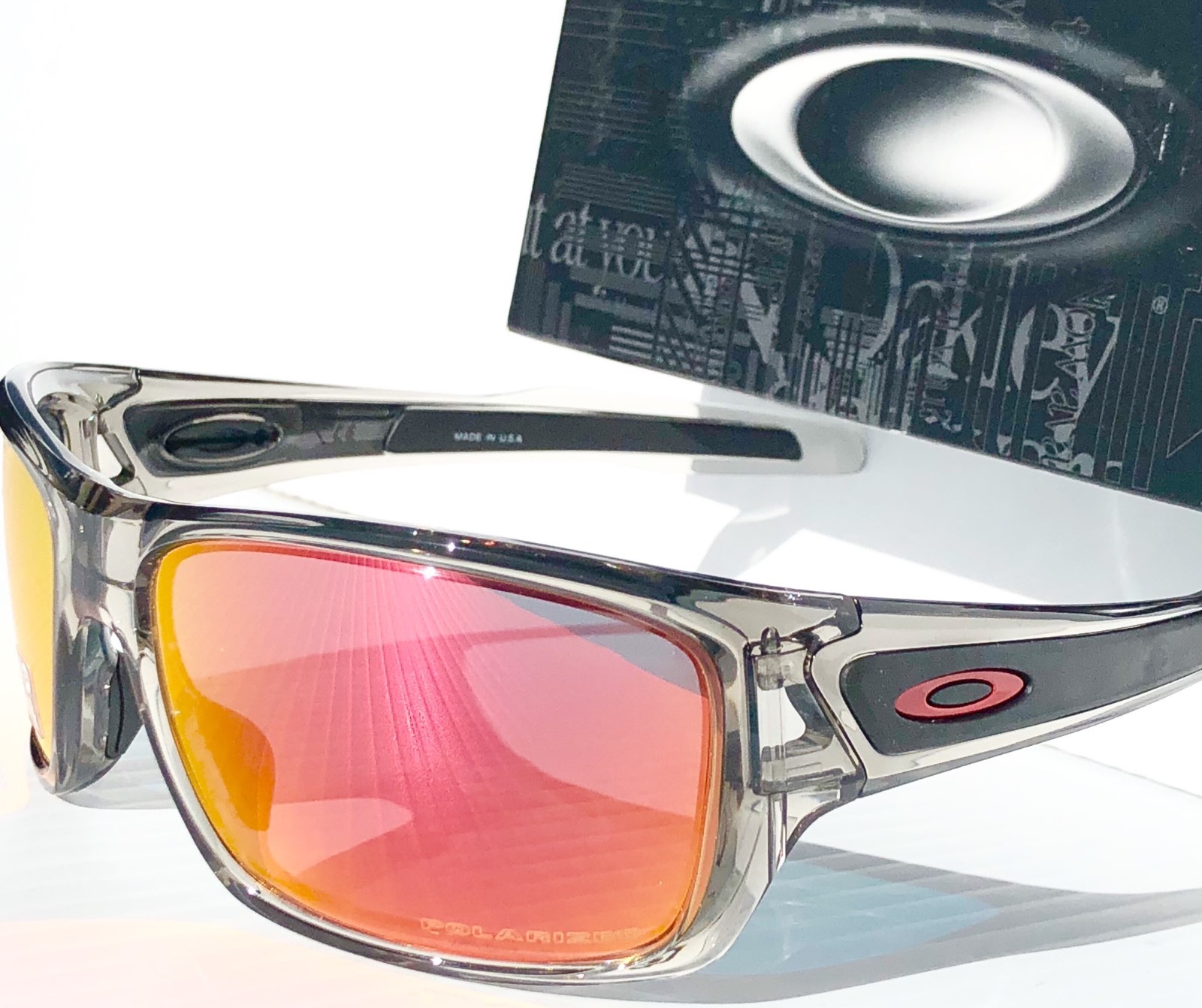 NEW Oakley TURBINE Grey Smoke POLARIZED PRIZM Ruby Iridium Sunglass 9263-57