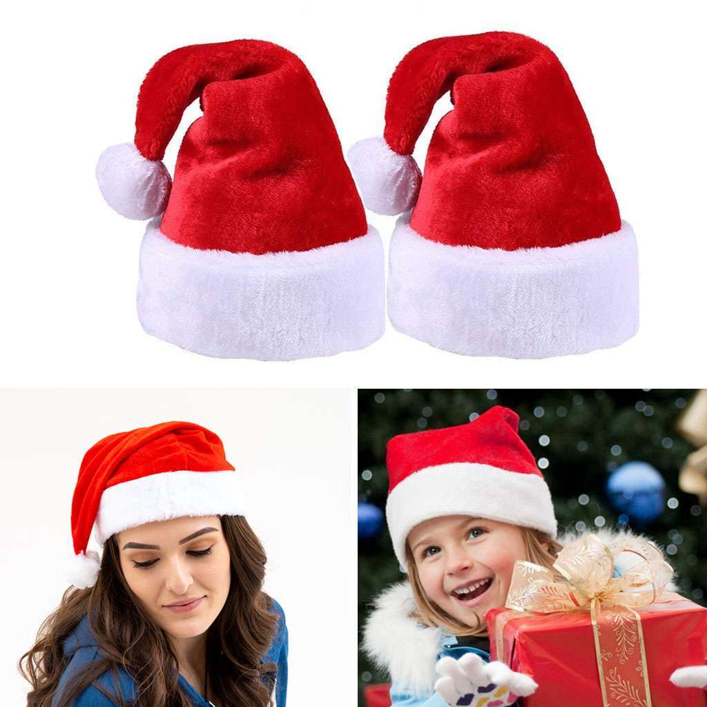 Adults Kids Premium Christmas Santa Claus Hat Cosplay Costume Plush Xmas Cap US