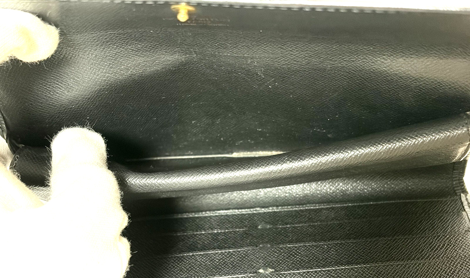 Louis Vuitton Black Epi Leather Long Wallet Tri-fold Wallet Made in Spain