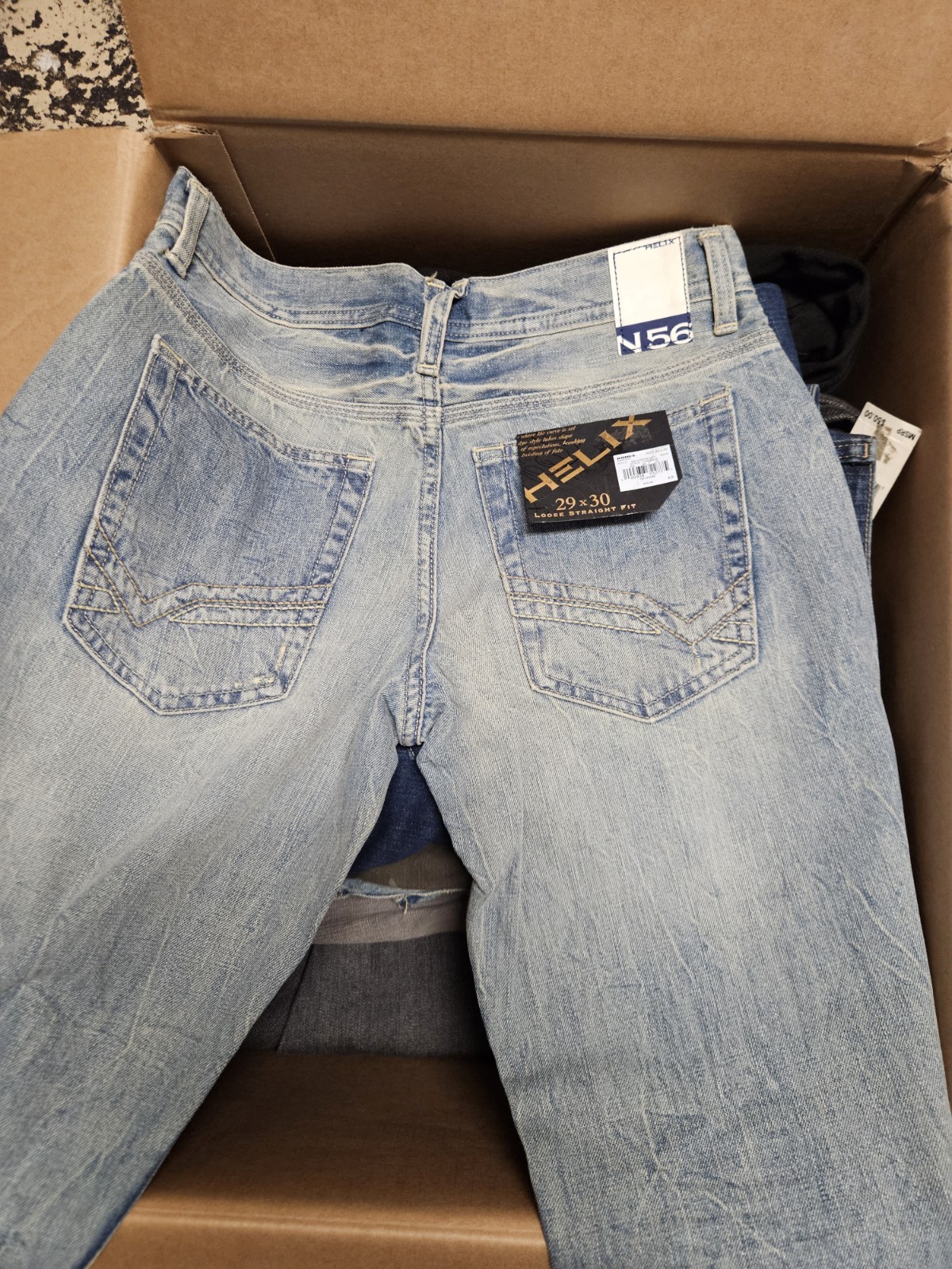 HELIX Men’s Light Wash Blue Denim Jeans Loose Straight Fit 5-Pocket NWT