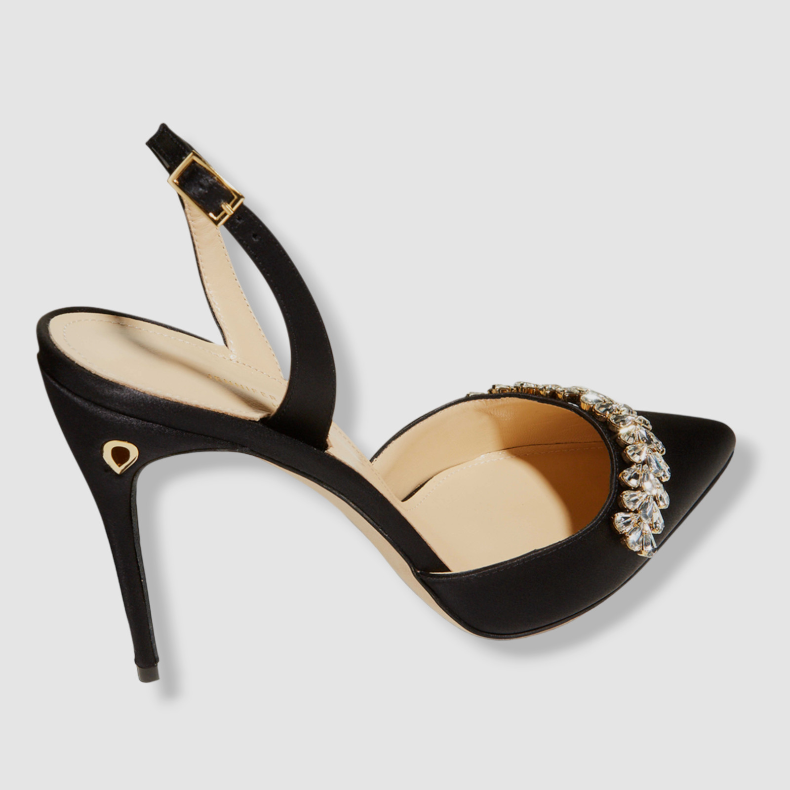 $1050 Jennifer Chamandi Women’s Black Vittorio Satin Sandal Shoes EU 40/US 10