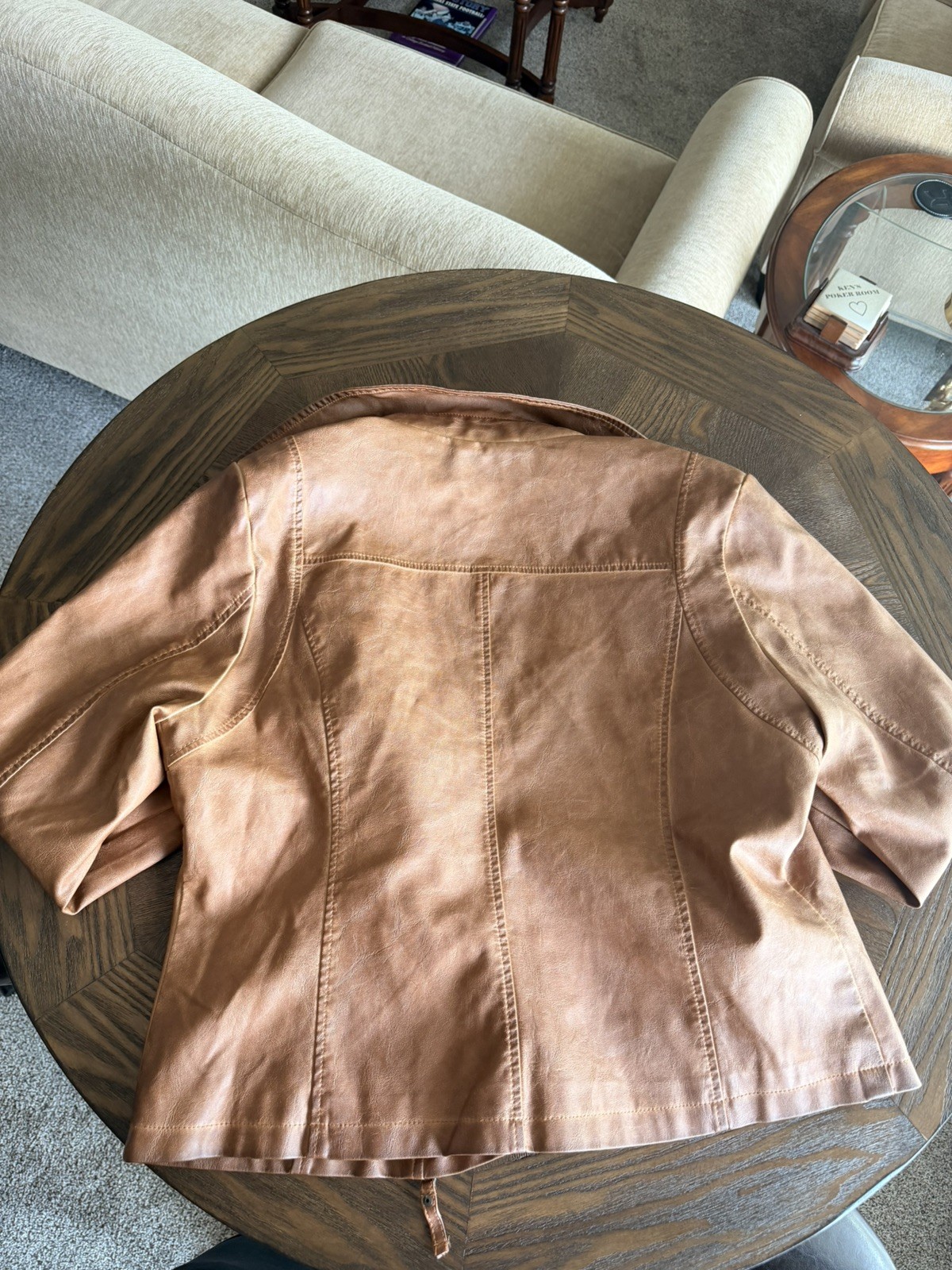 NWT Max Studio Cognac Faux Leather Moto Jacket MSRP $98
