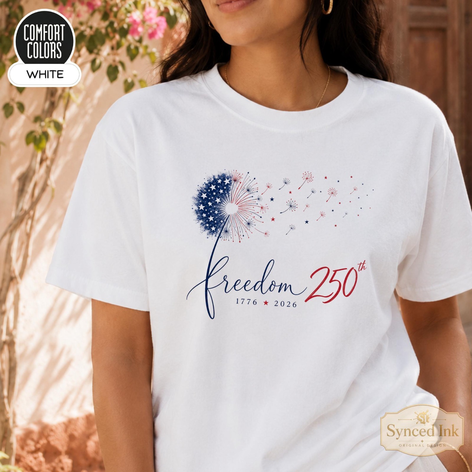 Freedom 250 America 1776 T-Shirt Patriotic Fireworks Independence Day Tee