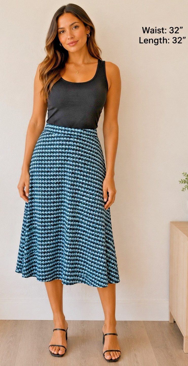 Nordstrom Rack Women’s Medium Geometric Print Midi A-Line Skirt, fully lined