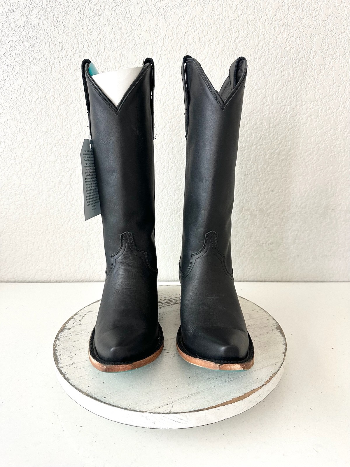 Lane EMMA JANE Black Cowboy Boots Western Cowgirl Mid Calf Tall Snip Toe Size 8