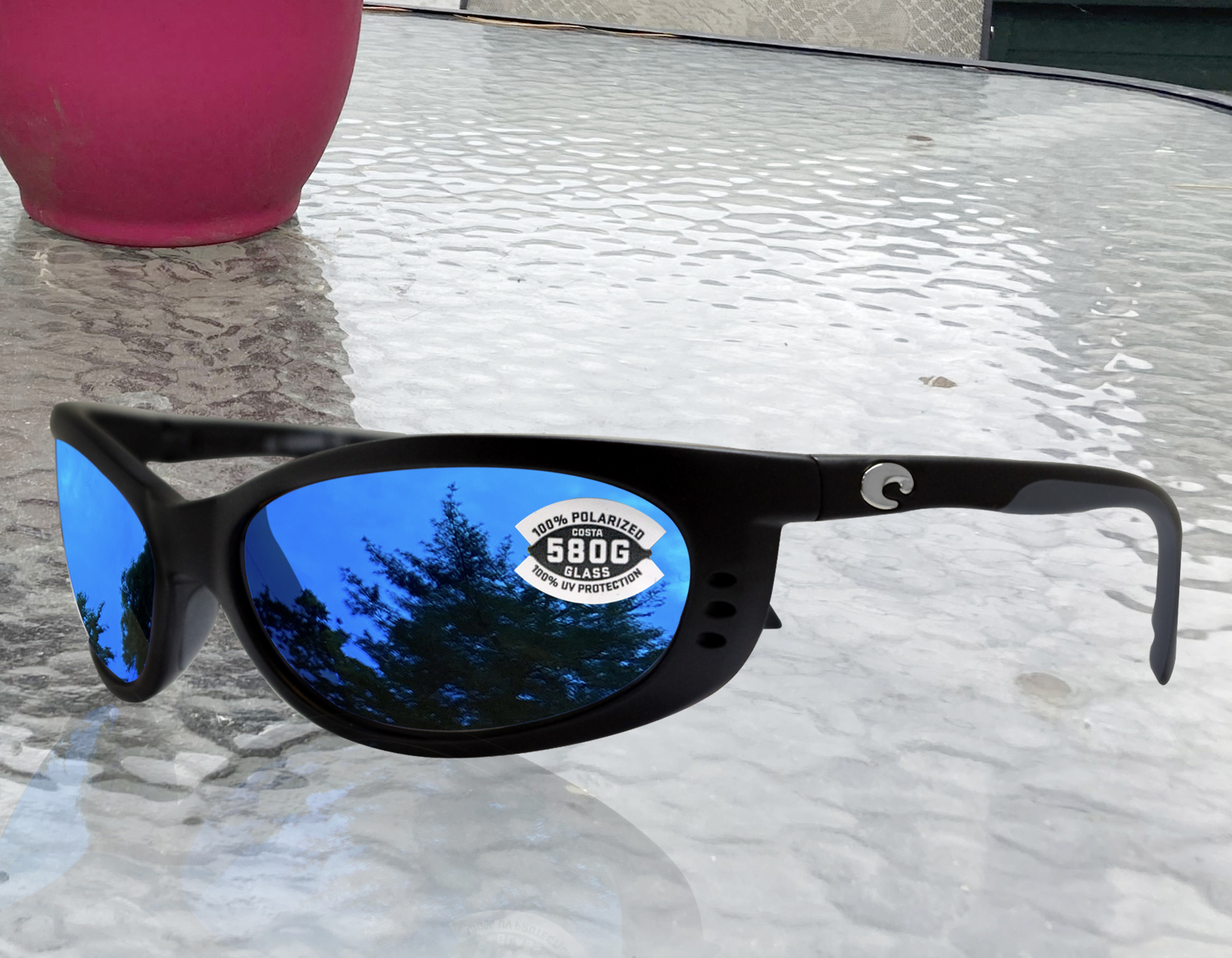 Costa Del Mar Fathom Matte Black Frame Blue Mirror 580 Glass Lens FA 11 OBMGLP