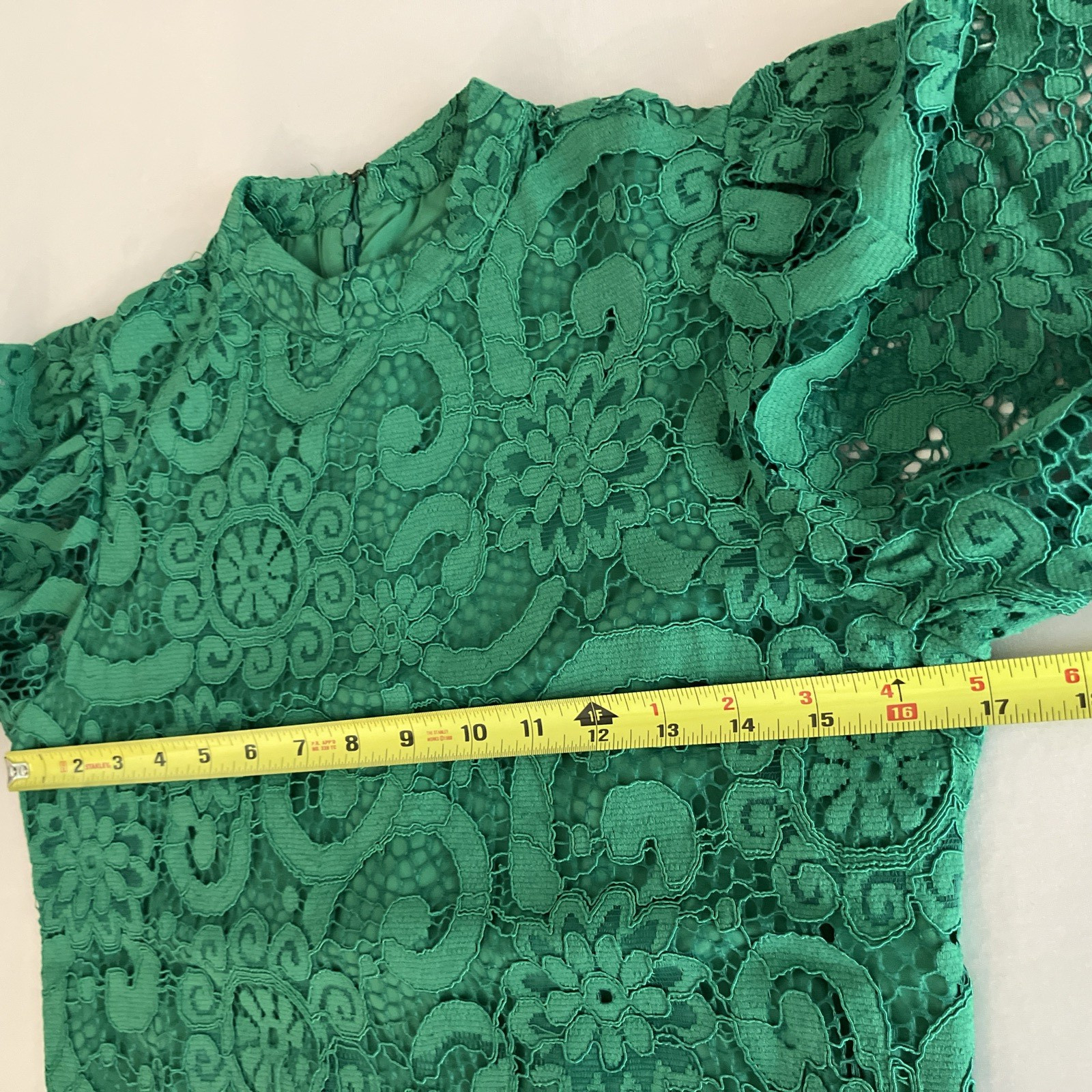 Nanette Lepore Green Lace A-Line Dress Size 2 Mock Neck Knee Length NEW
