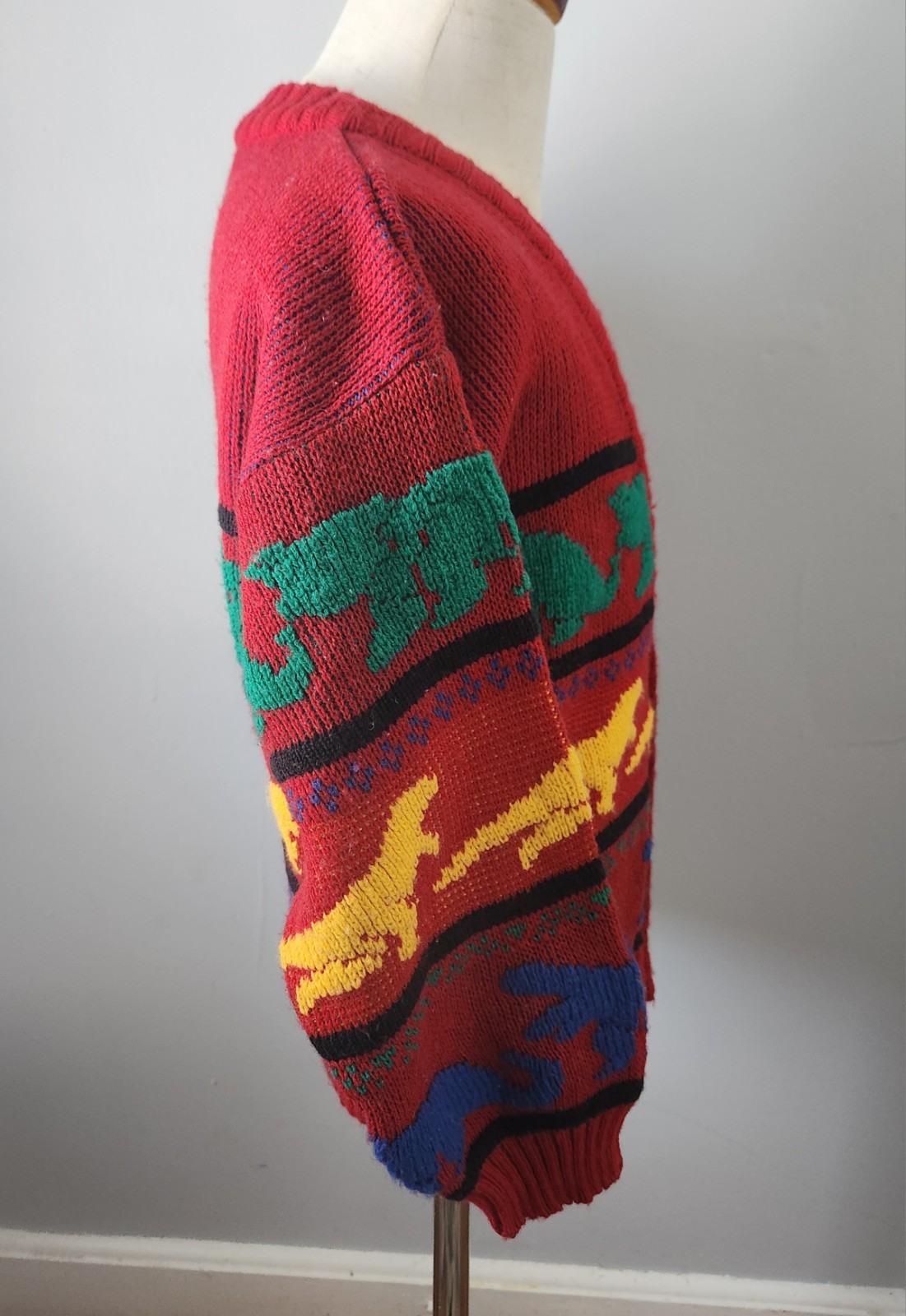 WAY COOL Kids Dinosaur Long Sleeve Knit Cardigan Multi Dino Buttons Size L (7)