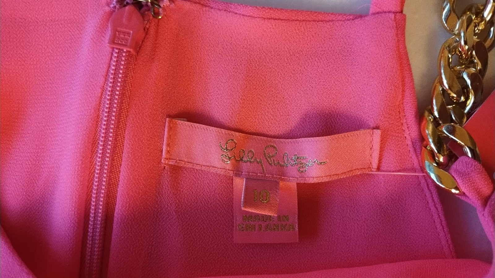 Lilly Pulitzer Gold Chain Halter Top Hot Pink Fuchsia Tank 10 NWT